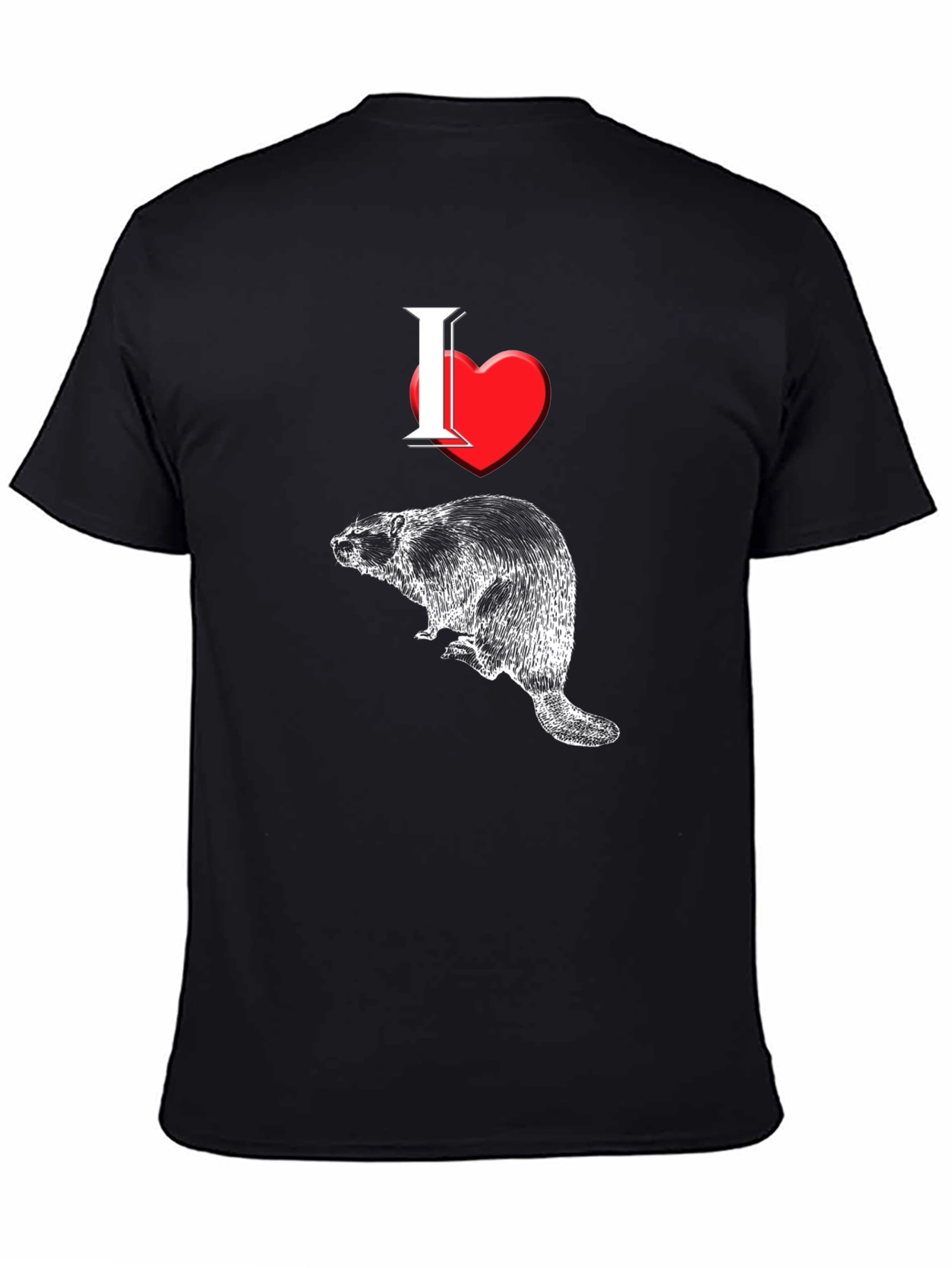 I Heart Beavers Mens Black Graphic Tee
