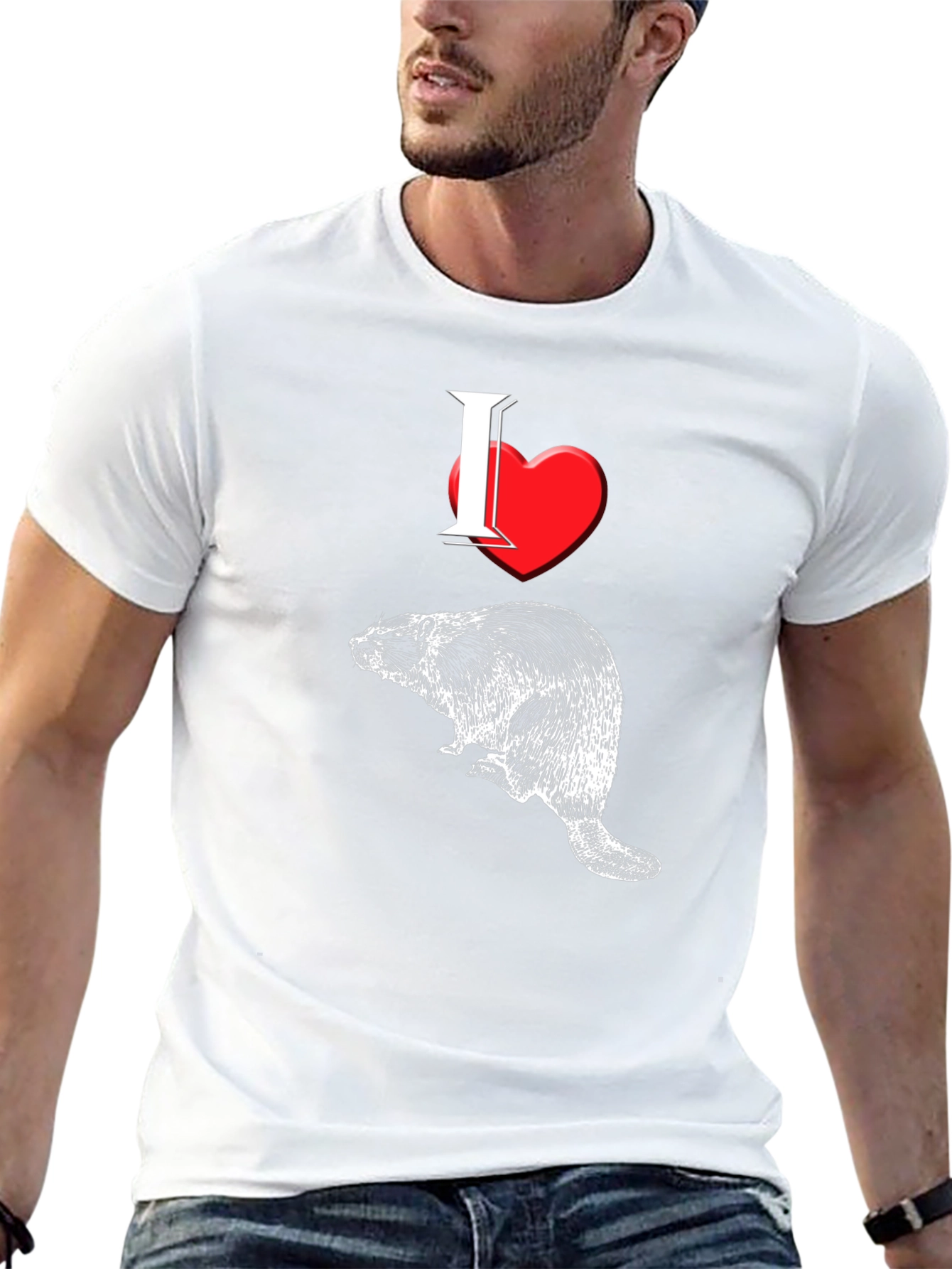 I Heart Beavers Mens Black Graphic Tee