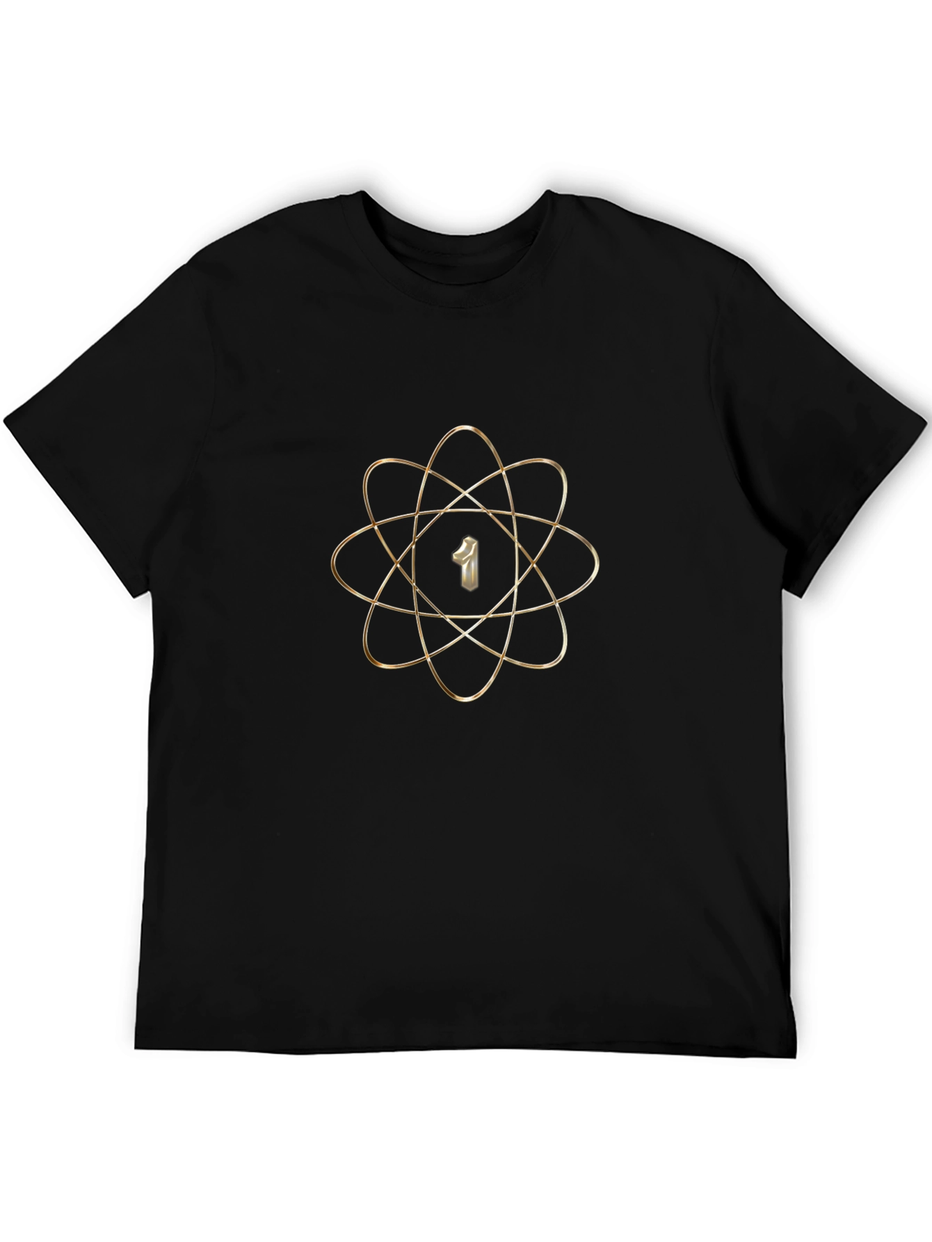 Atom Number 1 Graphic Print Black T-Shirt
