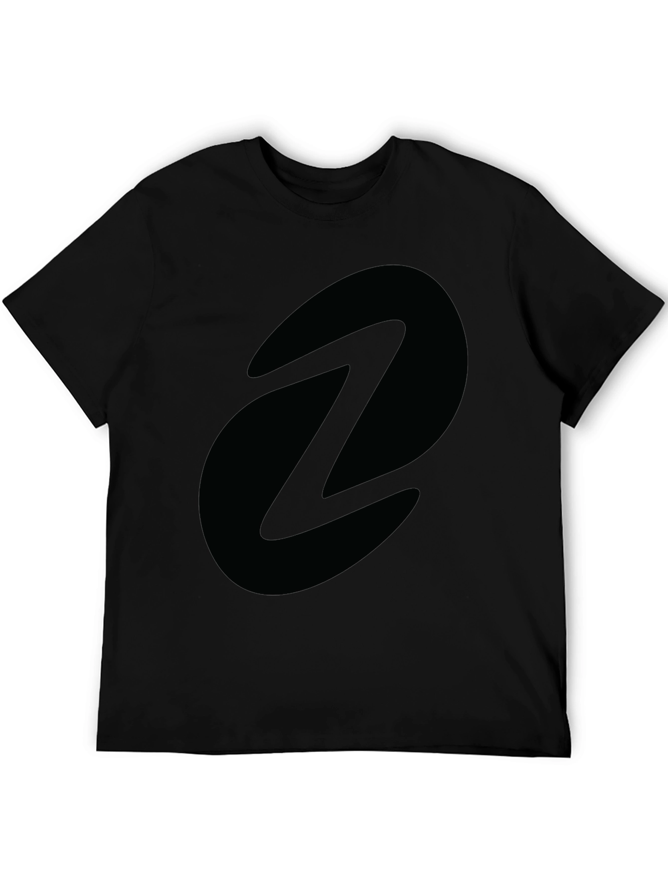 Mens Black Graphic Tee - Abstract Oval Design