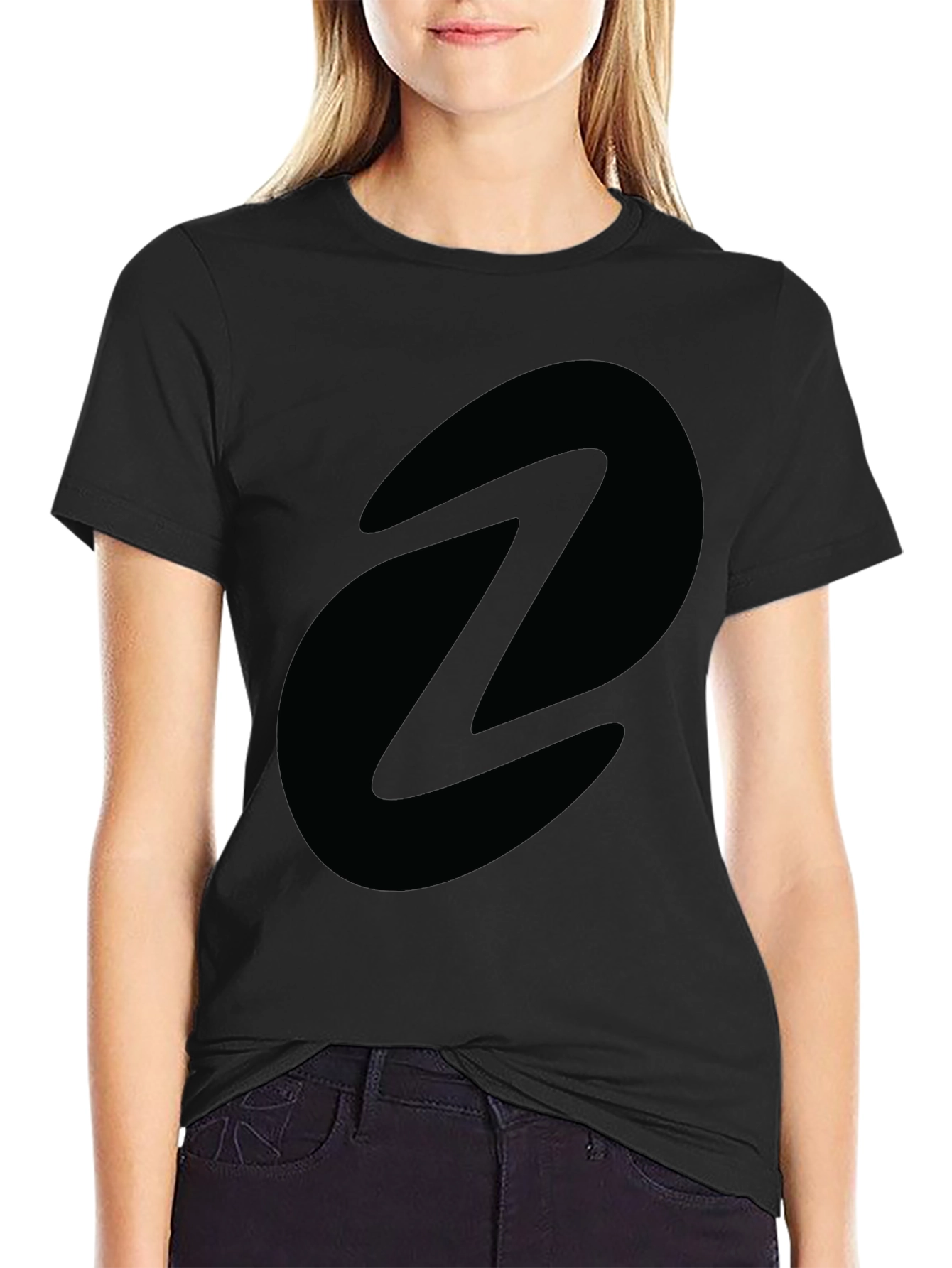 Mens Black Graphic Tee - Abstract Oval Design