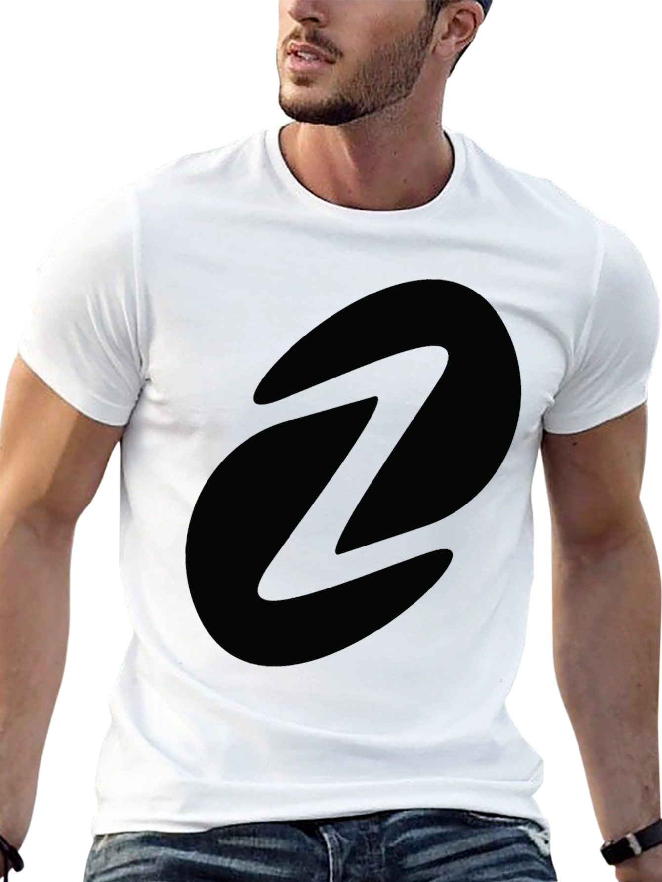 Mens Black Graphic Tee - Abstract Oval Design