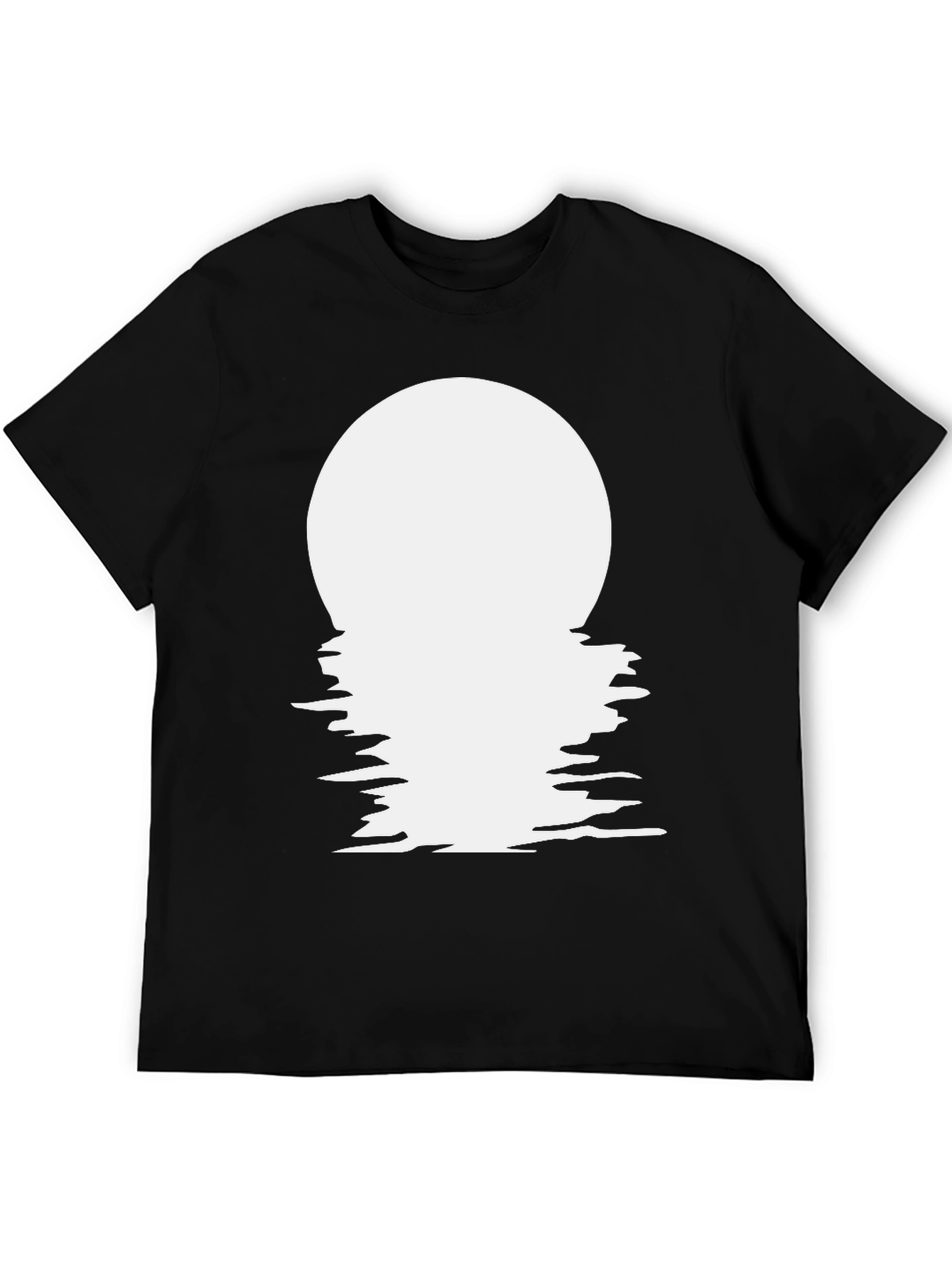 Moon Reflection Graphic Tee - Black Cotton Blend T-Shirt