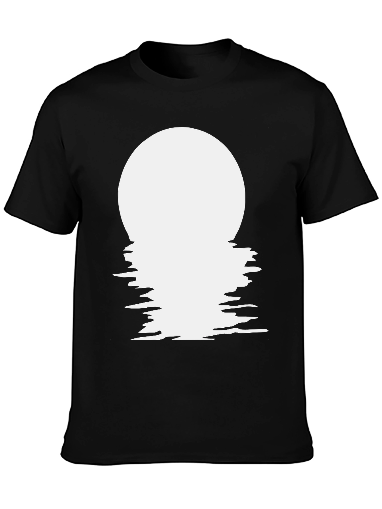 Moon Reflection Graphic Tee - Black Cotton Blend T-Shirt