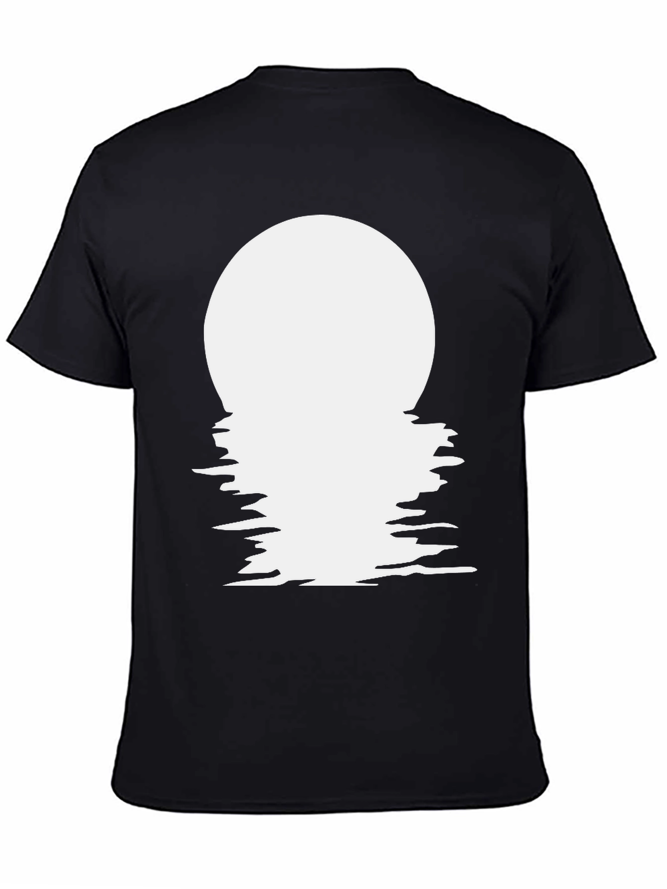 Moon Reflection Graphic Tee - Black Cotton Blend T-Shirt