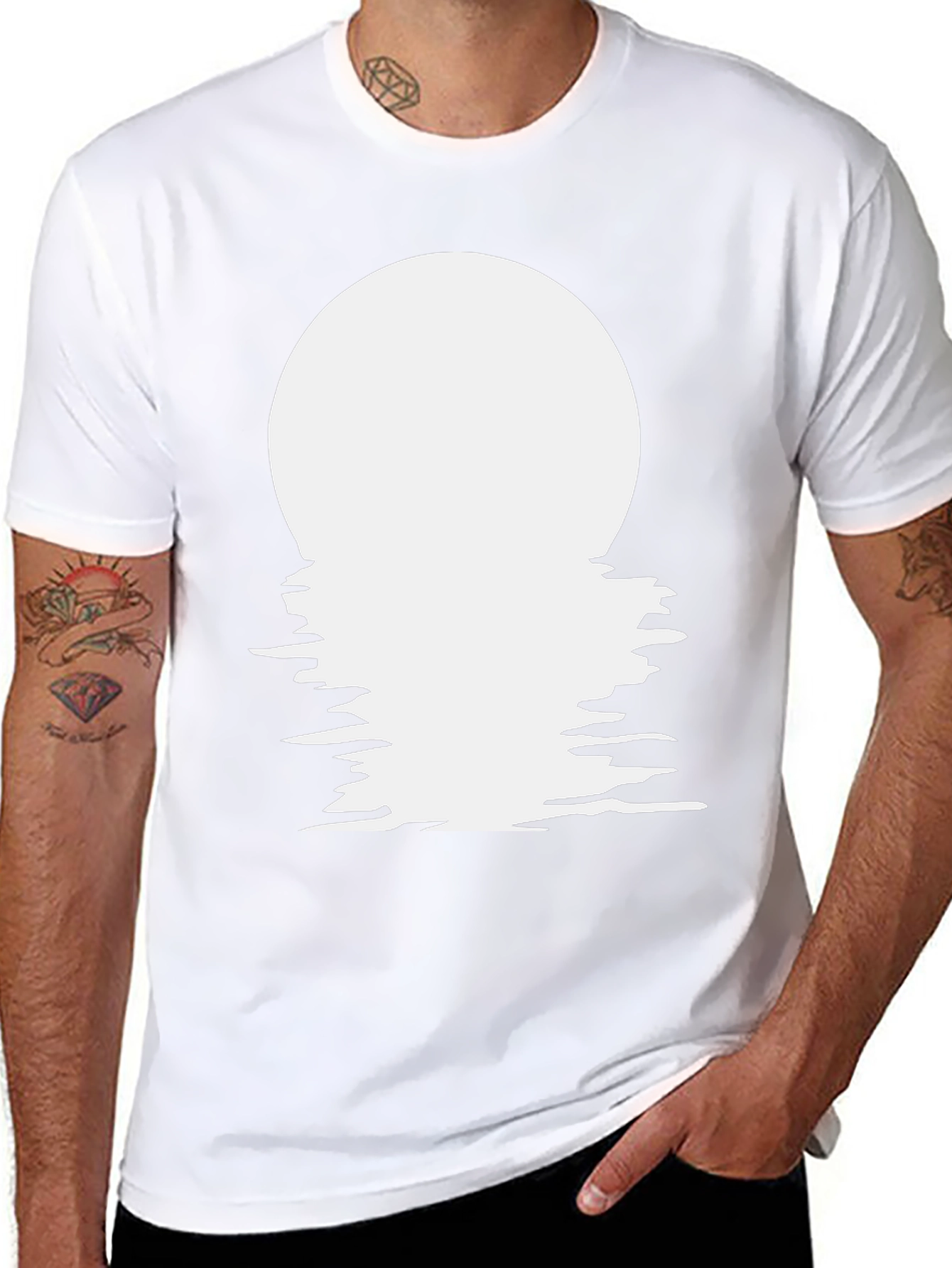 Moon Reflection Graphic Tee - Black Cotton Blend T-Shirt