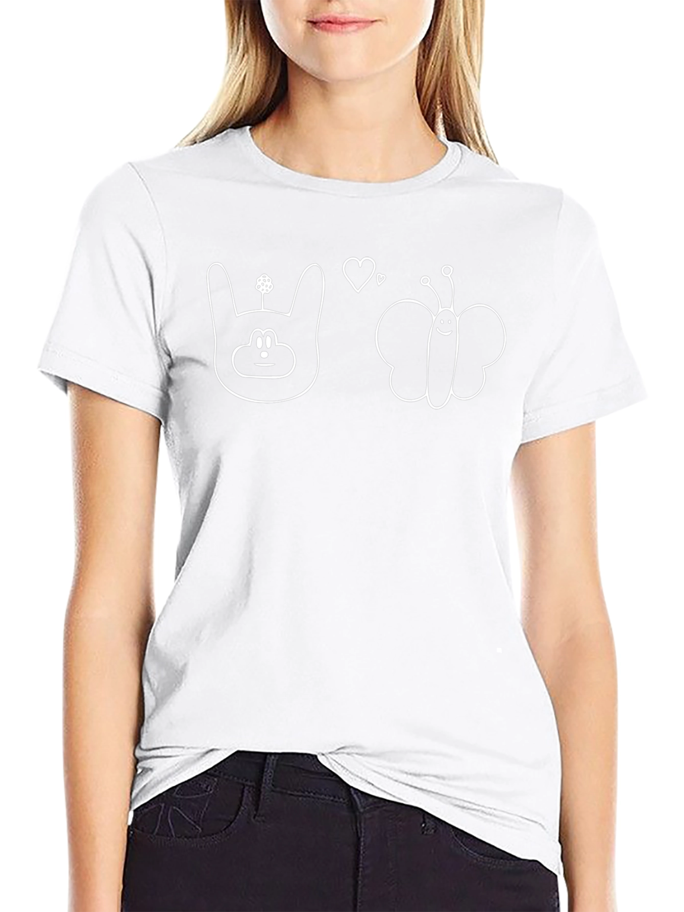 Black Graphic Tee - Whimsical Cartoon Design