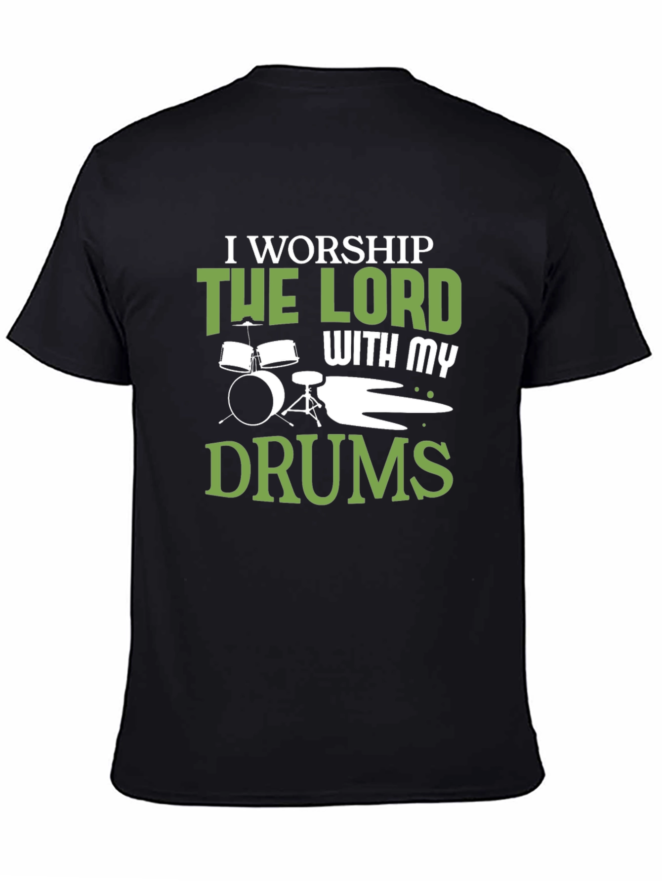 Worship Drums Graphic Tee - Black Cotton T-Shirt