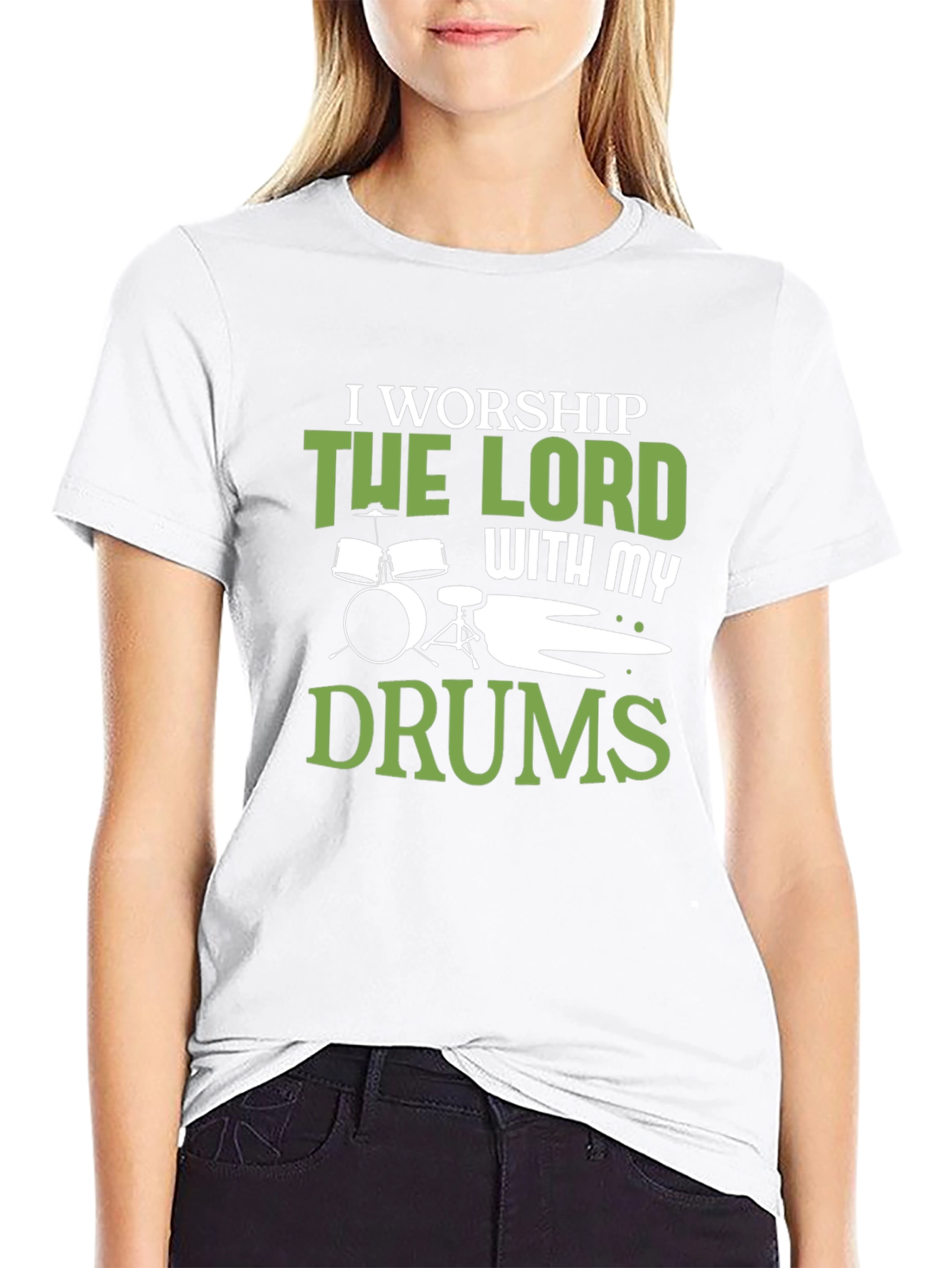 Worship Drums Graphic Tee - Black Cotton T-Shirt