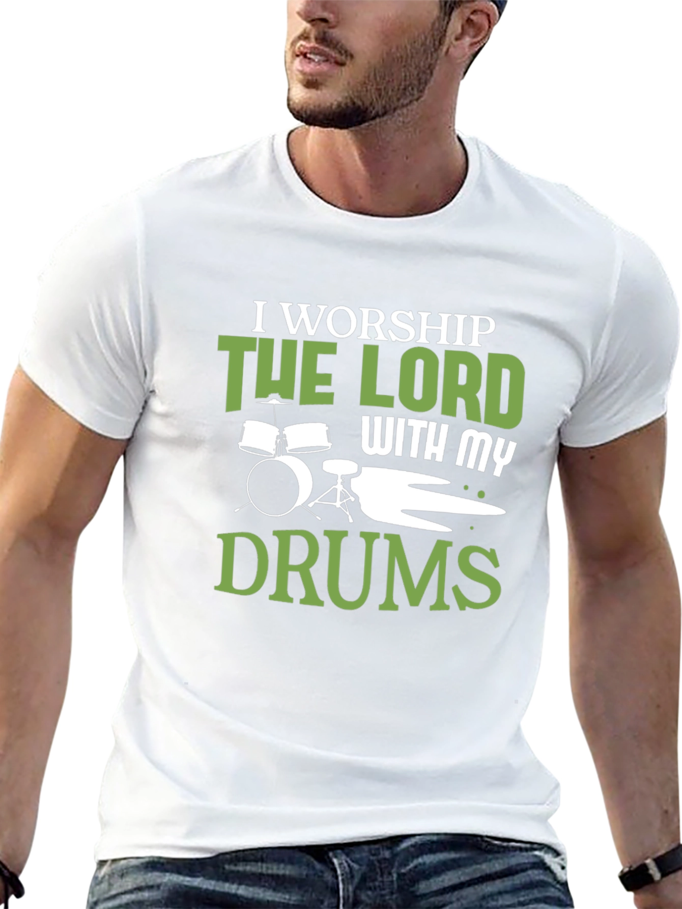 Worship Drums Graphic Tee - Black Cotton T-Shirt