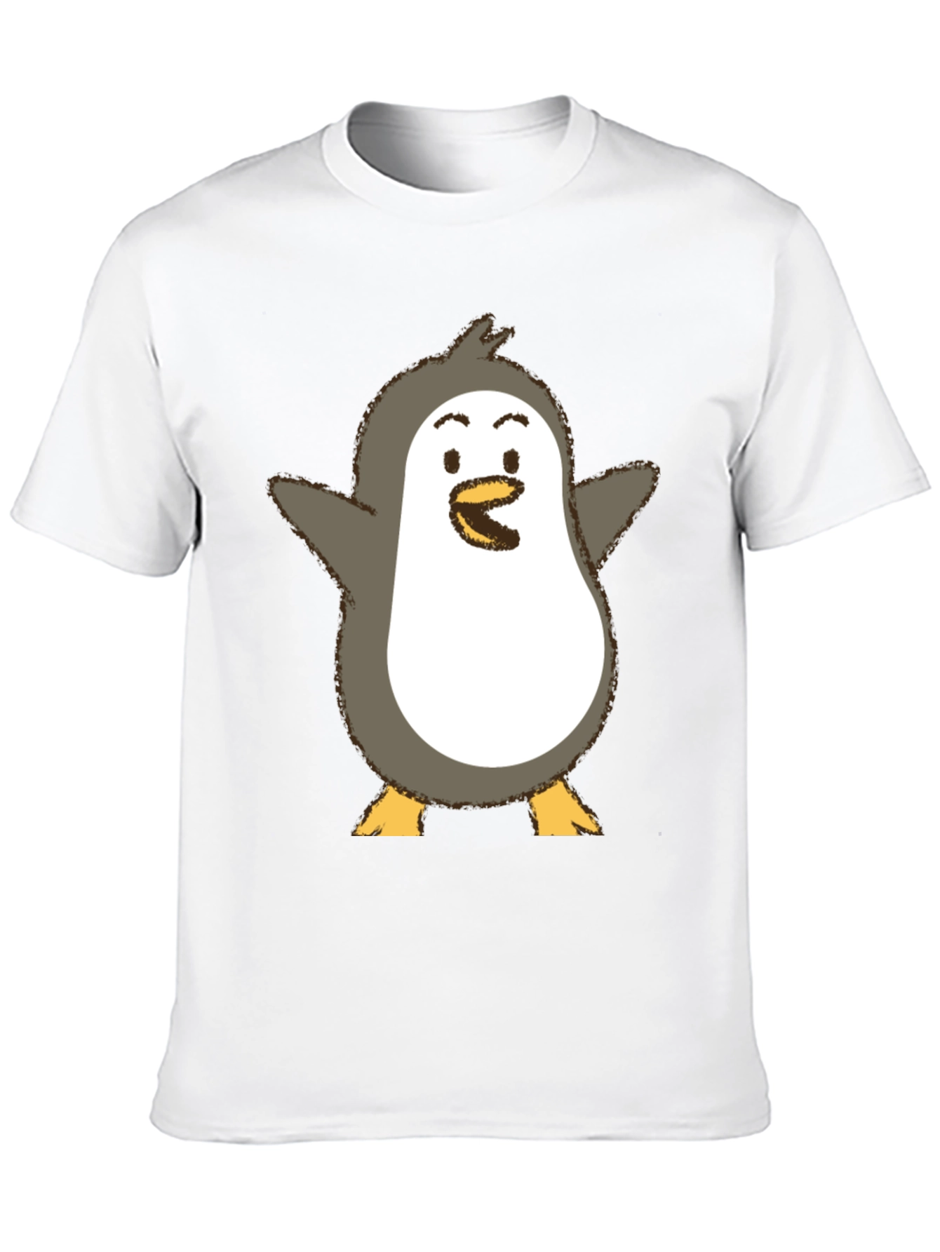 Cute Penguin Graphic Print Black T-Shirt