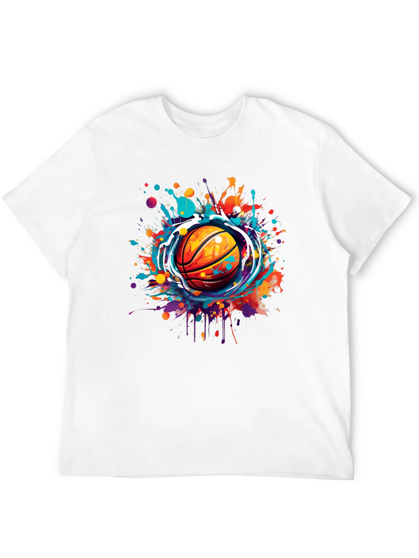 Basketball Splash Graphic Tee - Stylish Mens T-Shirt
