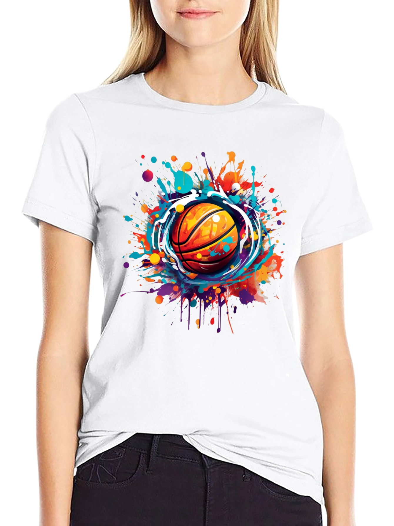 Basketball Splash Graphic Tee - Stylish Mens T-Shirt
