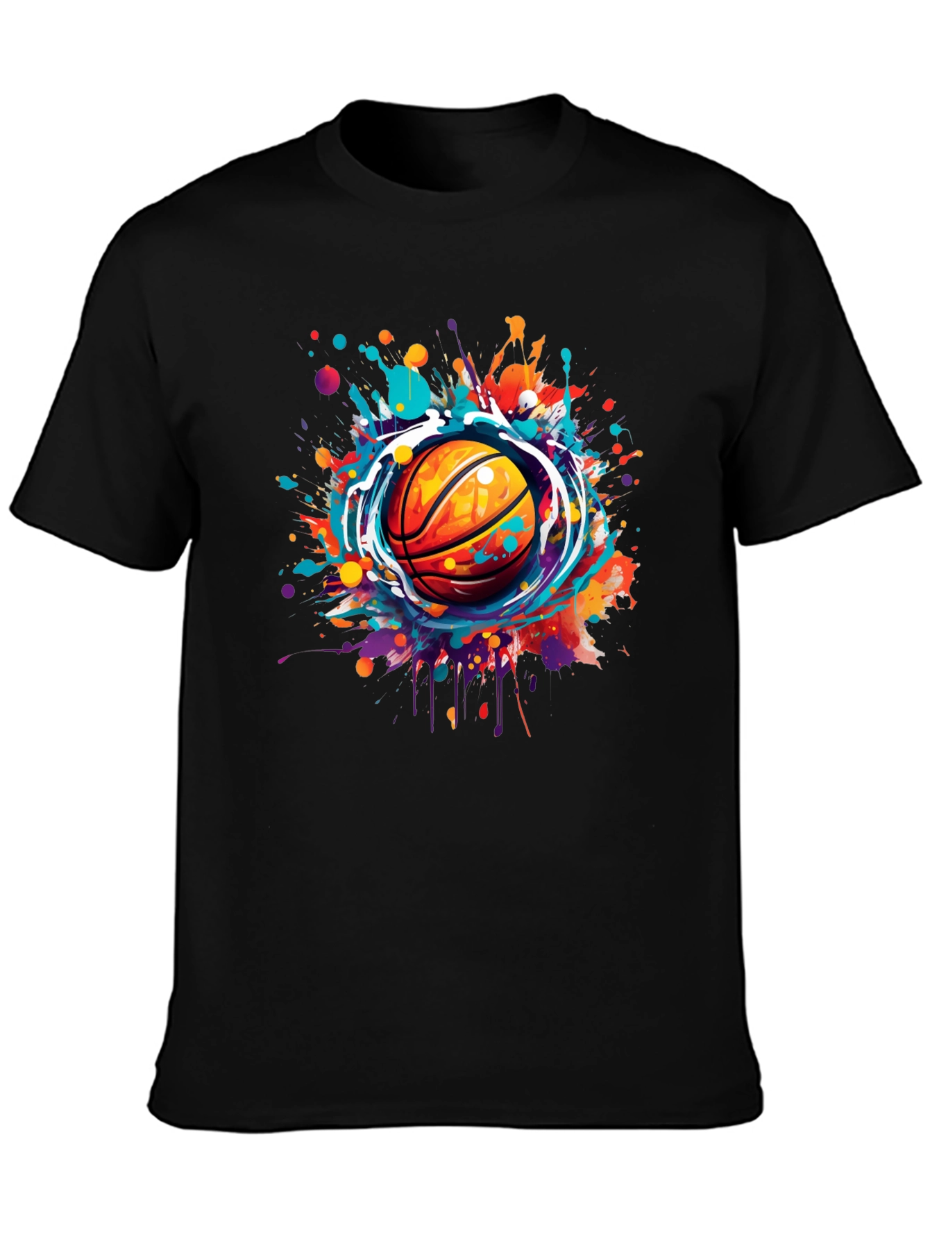 Basketball Splash Graphic Tee - Stylish Mens T-Shirt