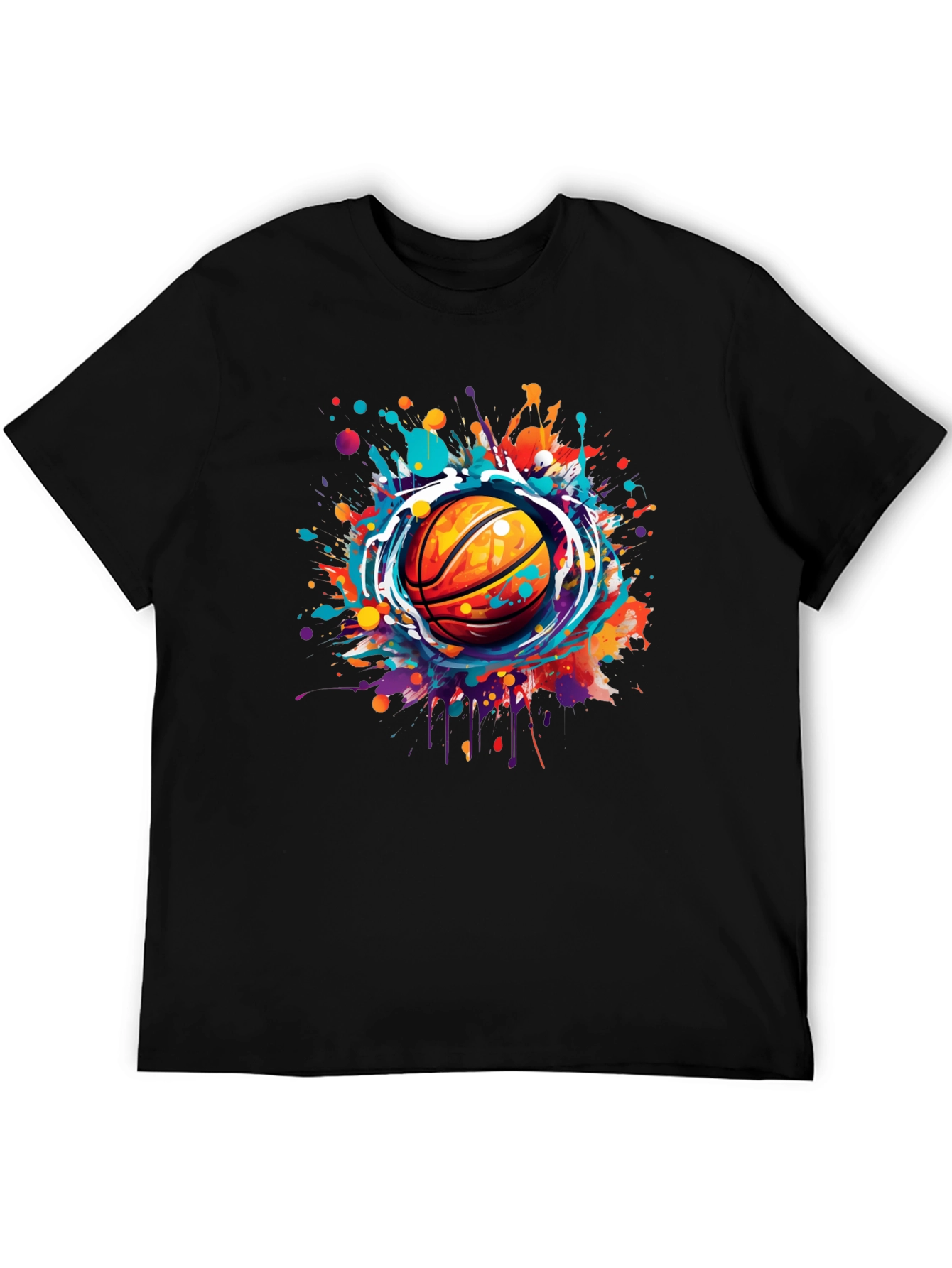 Basketball Splash Graphic Tee - Stylish Mens T-Shirt