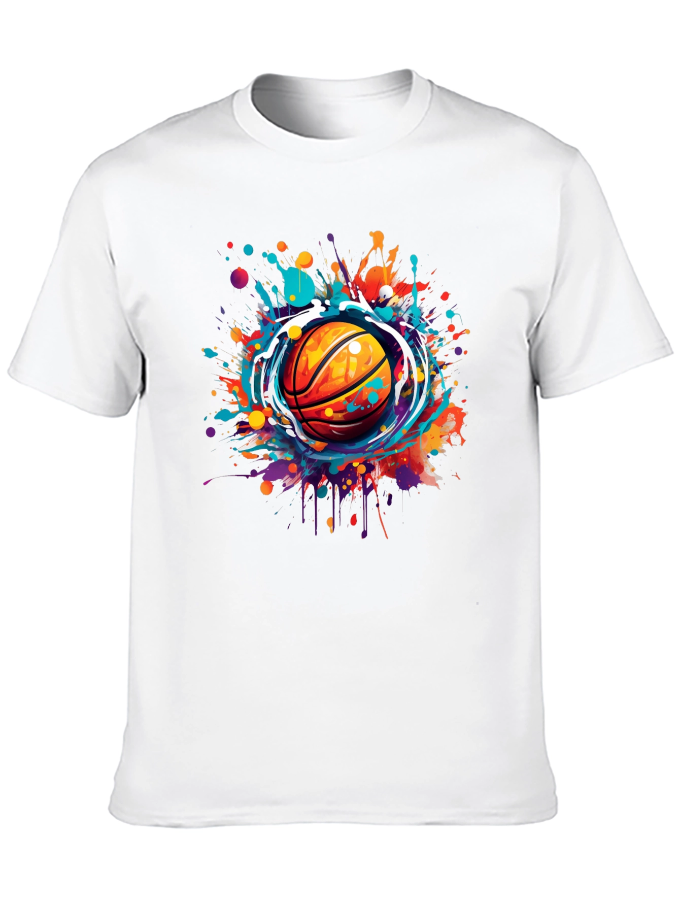 Basketball Splash Graphic Tee - Stylish Mens T-Shirt
