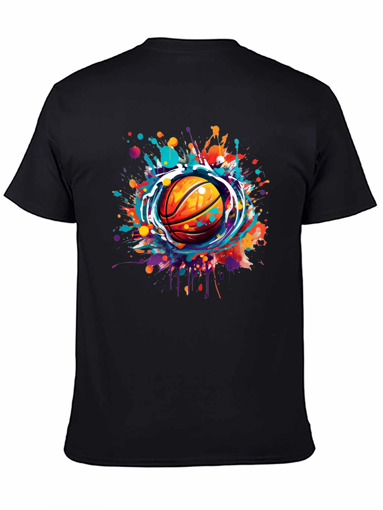Basketball Splash Graphic Tee - Stylish Mens T-Shirt