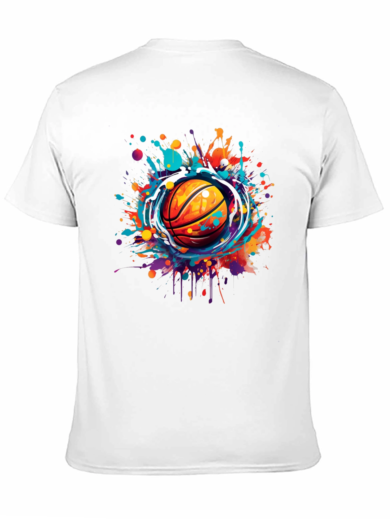Basketball Splash Graphic Tee - Stylish Mens T-Shirt