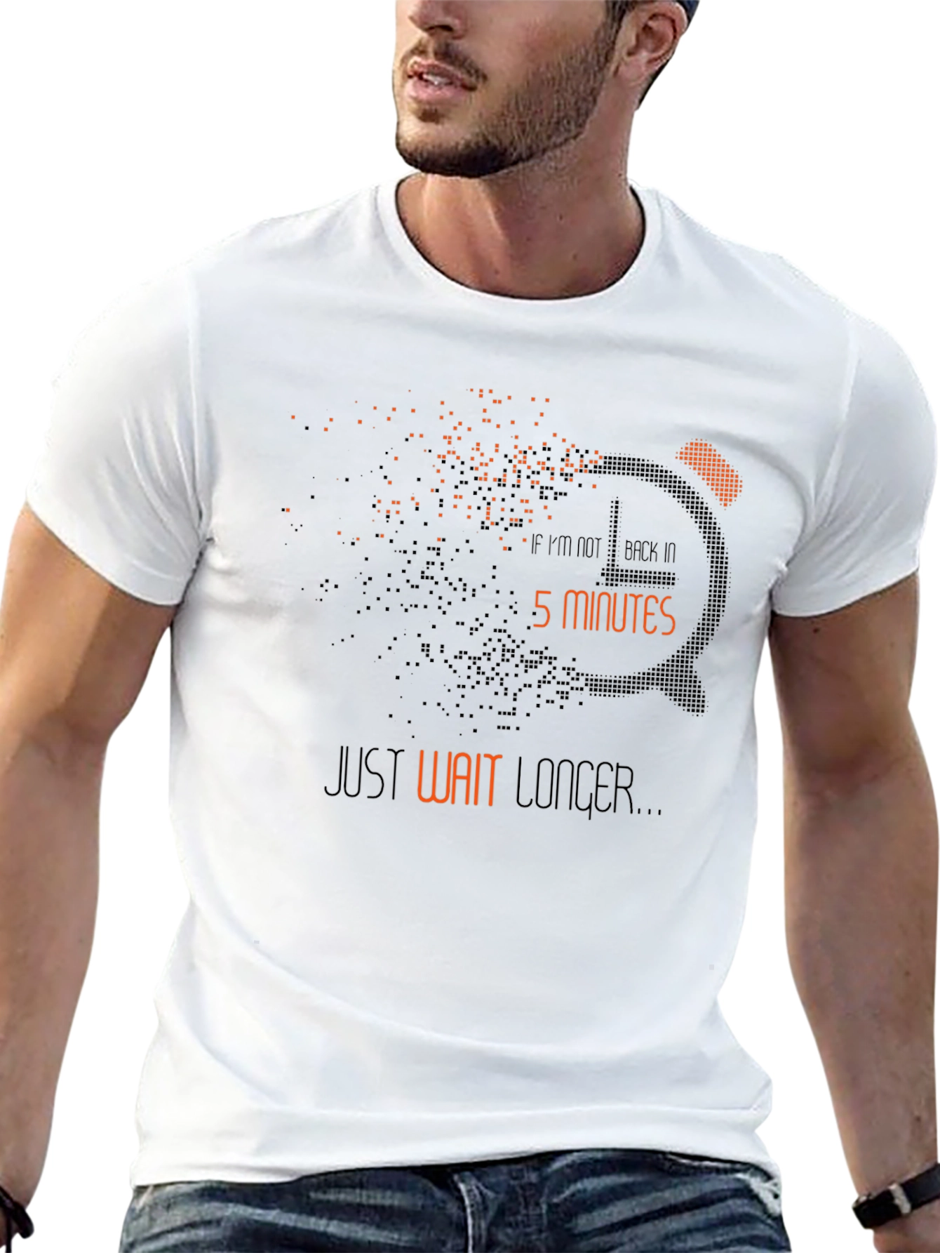 Humorous Clock Graphic Tee - Wait Longer Design