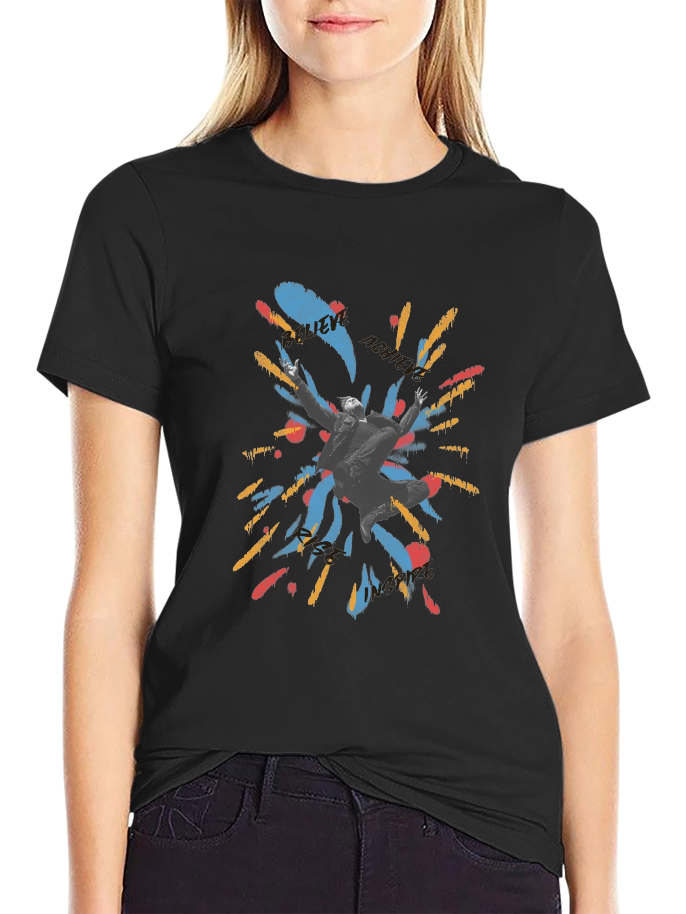 Motivational Graphic Print Black T-Shirt
