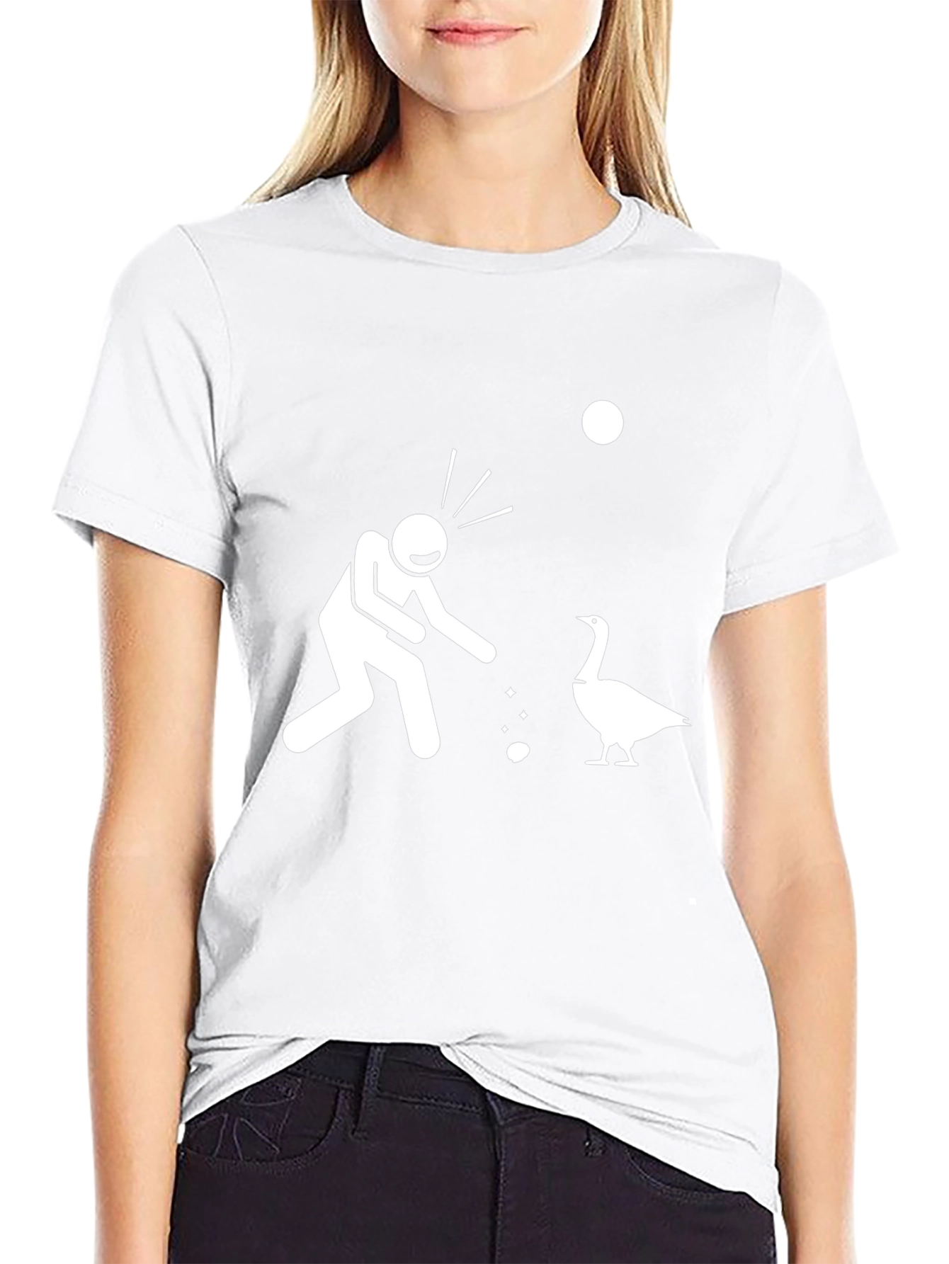Funny Goose T-Shirt - Stick Figure Feed the Goose