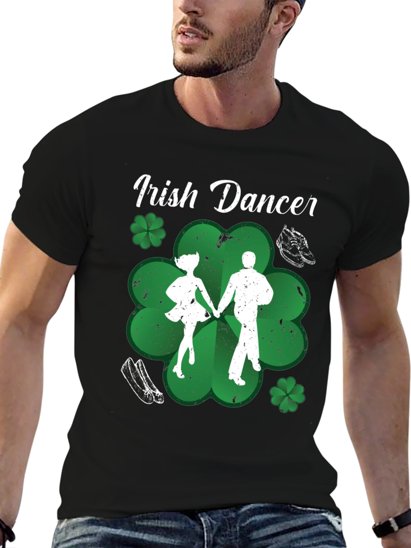 Irish Dancer T-Shirt St. Patricks Day Black Cotton