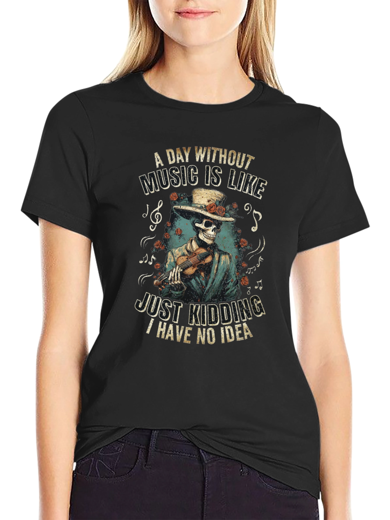 Skeleton Musician Graphic Tee
