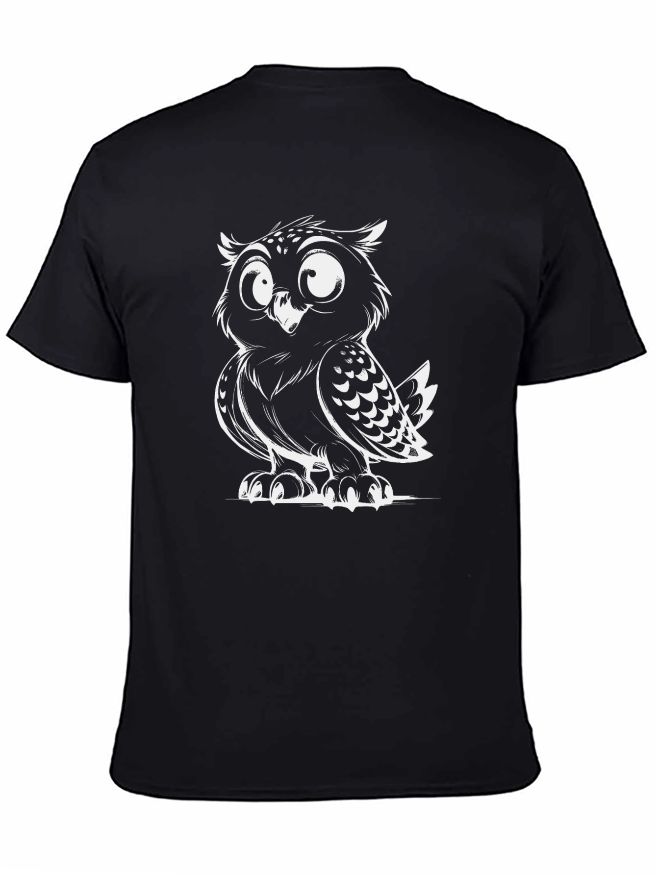 Cool Owl Graphic Tee - Black Cotton T-Shirt