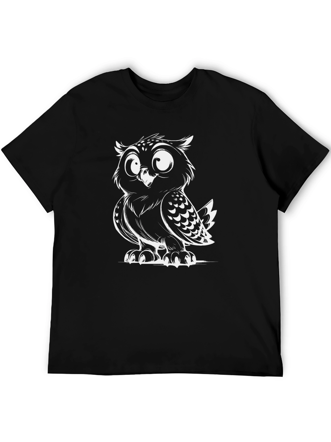 Cool Owl Graphic Tee - Black Cotton T-Shirt