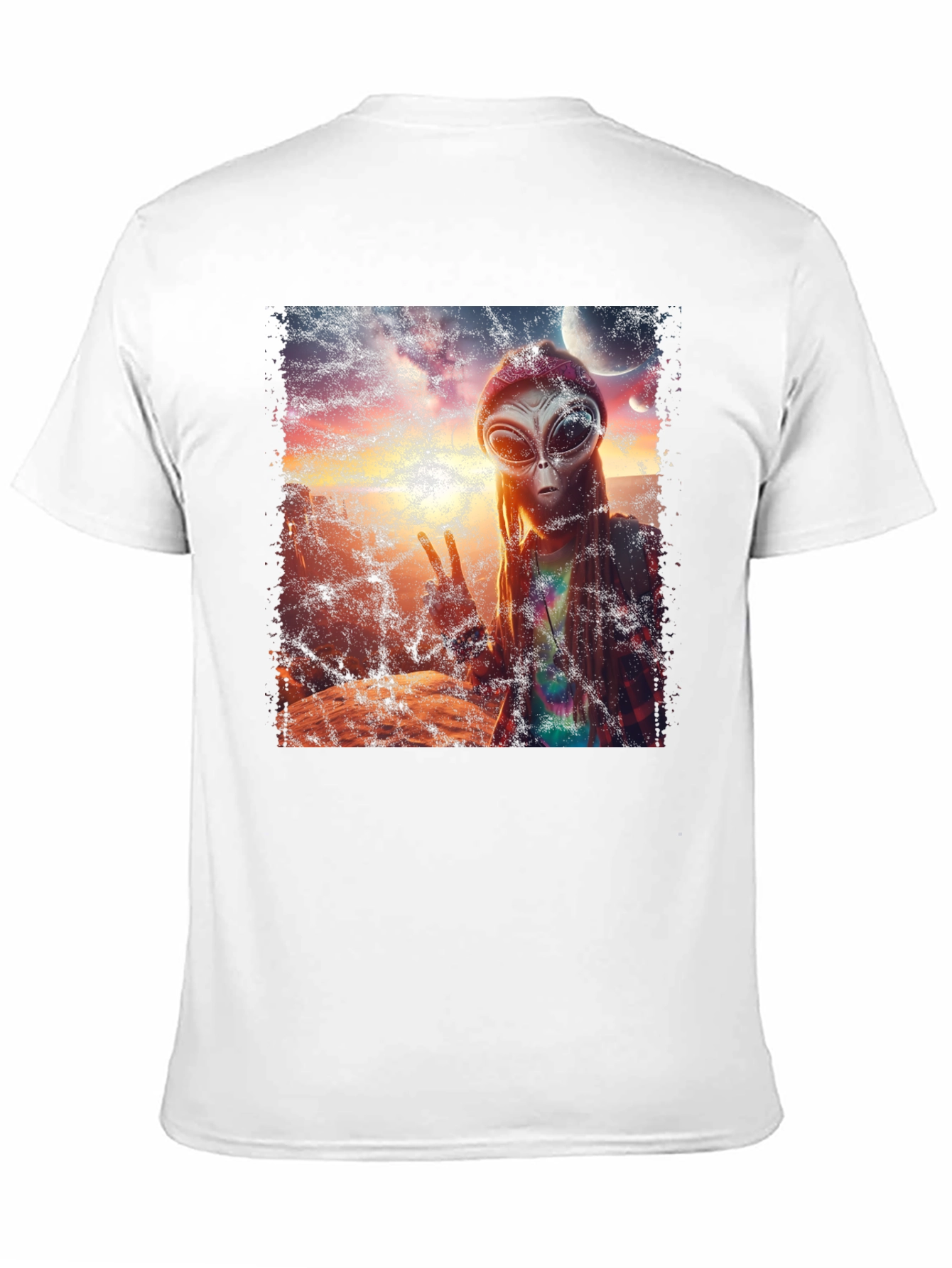 Alien Peace T-Shirt - Black Crew Neck Tee