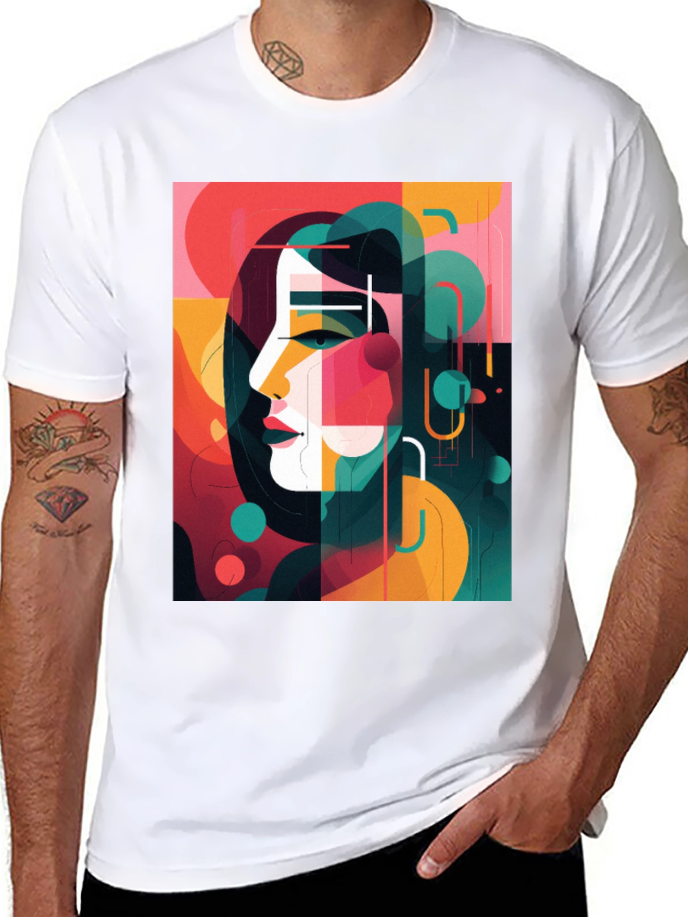 Abstract Portrait Graphic Tee - Modern Art Shirt