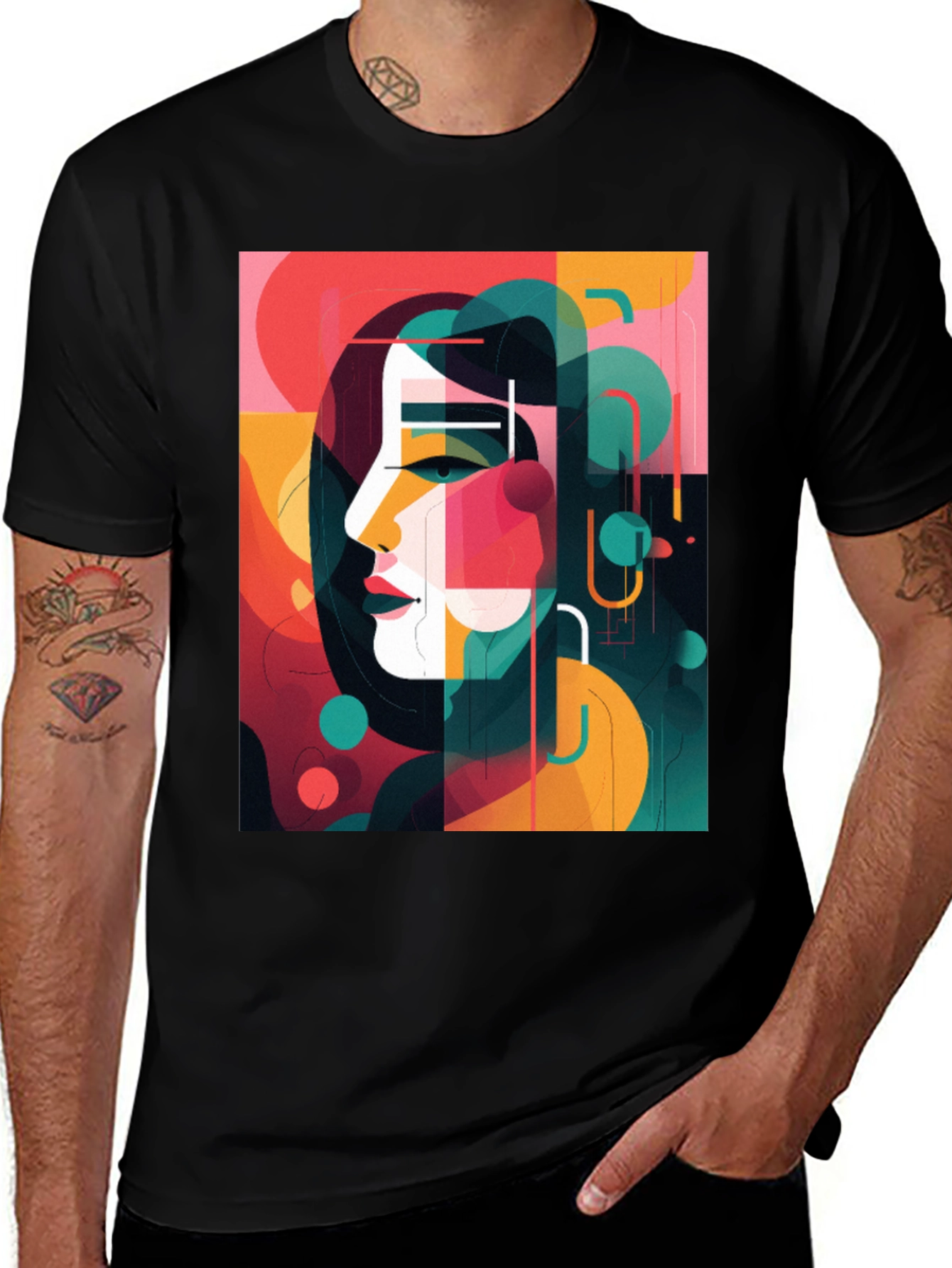 Abstract Portrait Graphic Tee - Modern Art Shirt