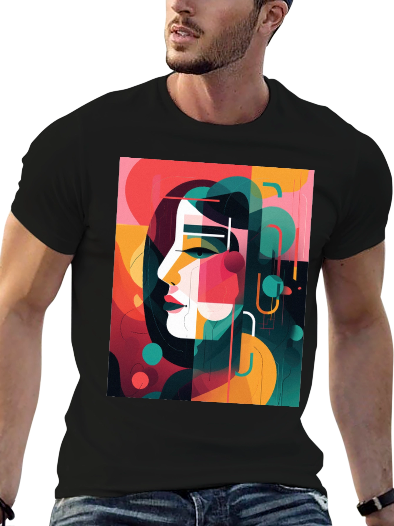 Abstract Portrait Graphic Tee - Modern Art Shirt