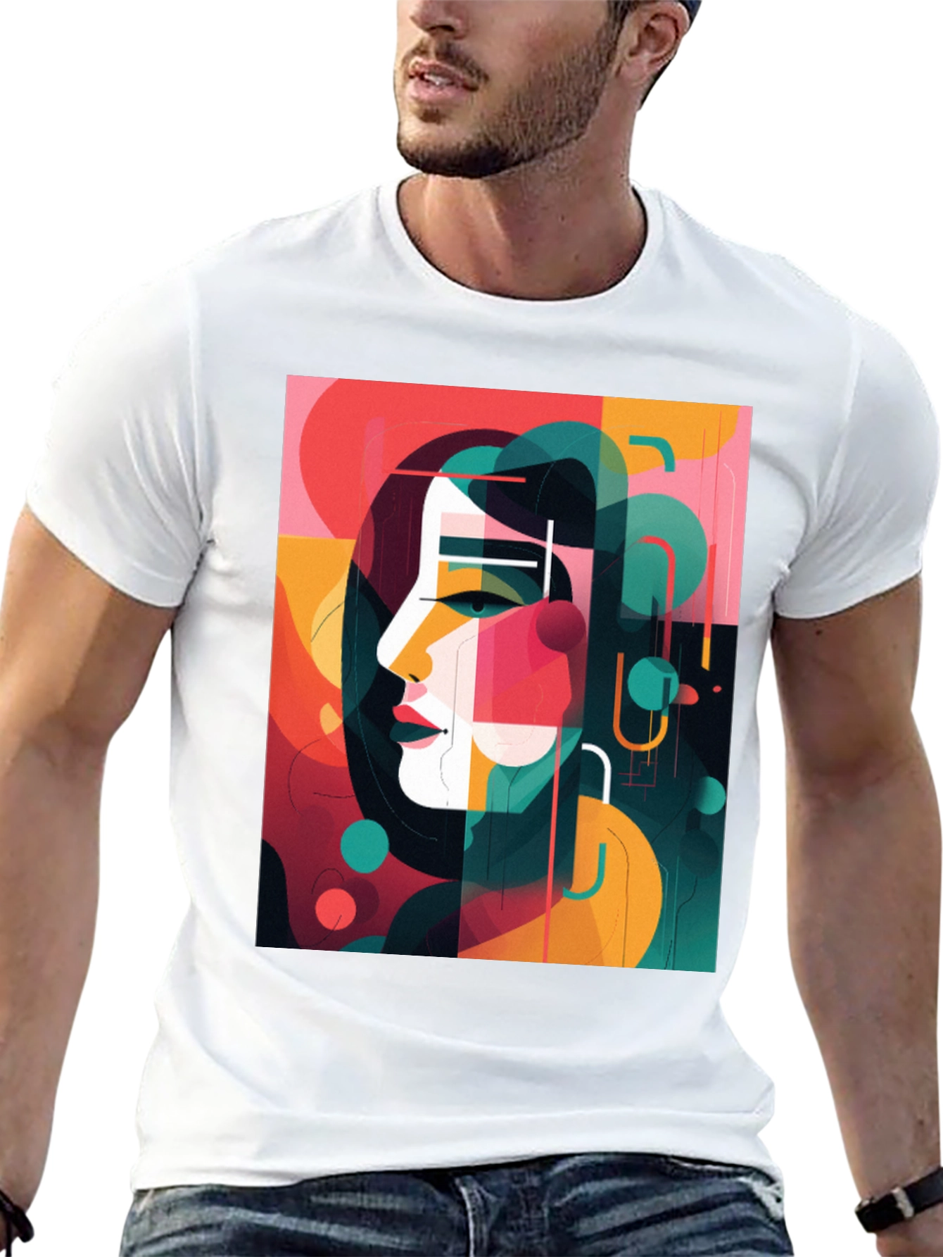Abstract Portrait Graphic Tee - Modern Art Shirt