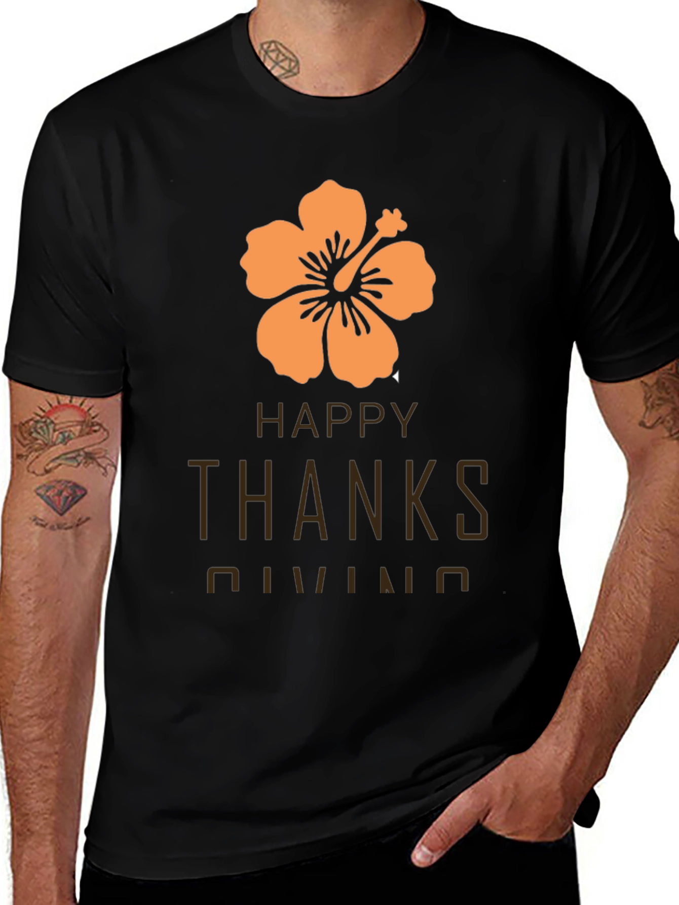 Happy Thanksgiving Hawaiian Hibiscus T-Shirt