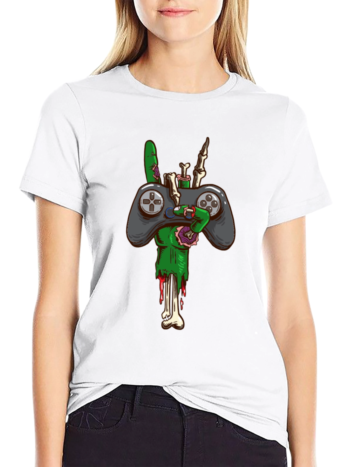 Zombie Gamer T-Shirt - Controller & Bones!