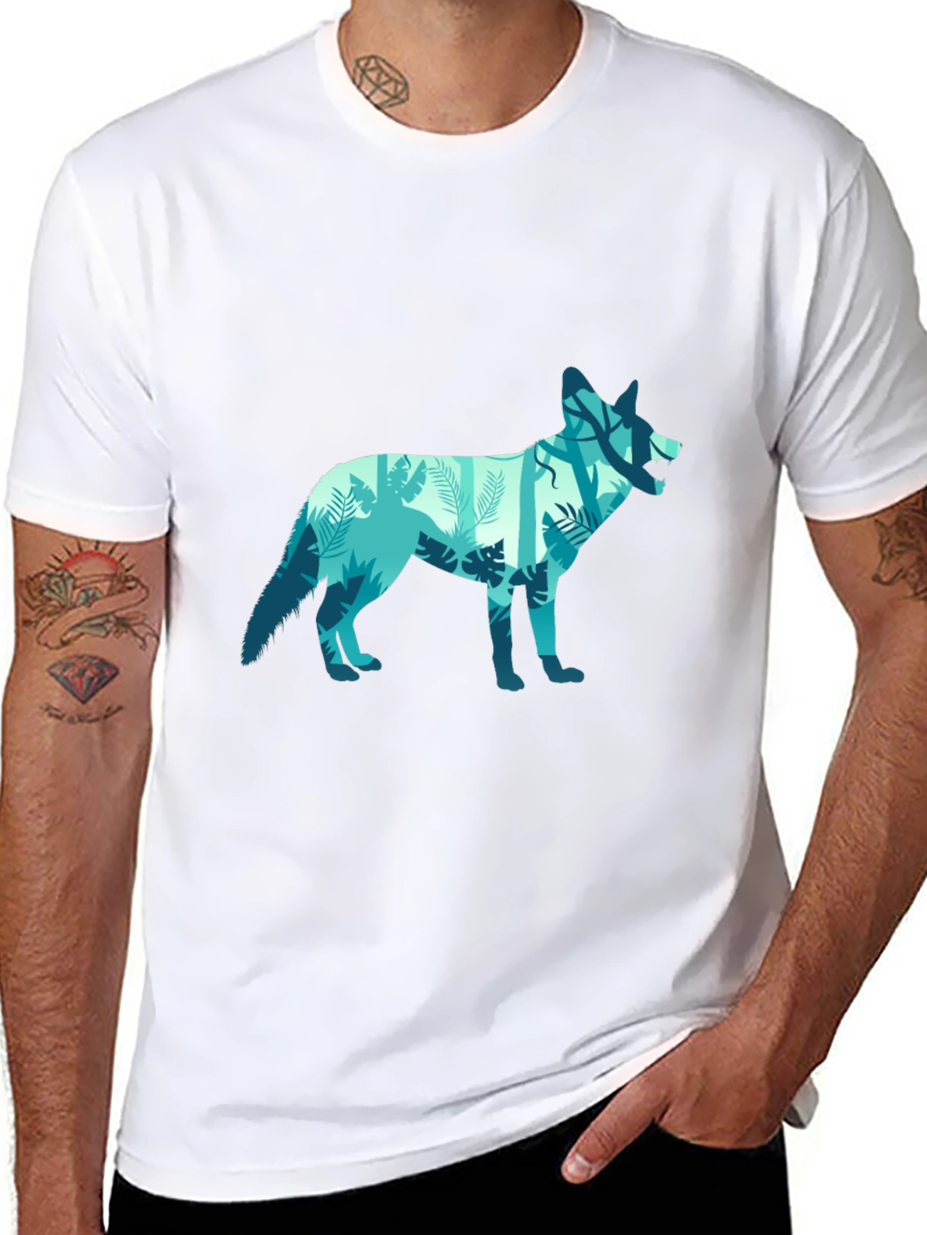 Nature Wolf Graphic T-Shirt - Black Cotton Tee