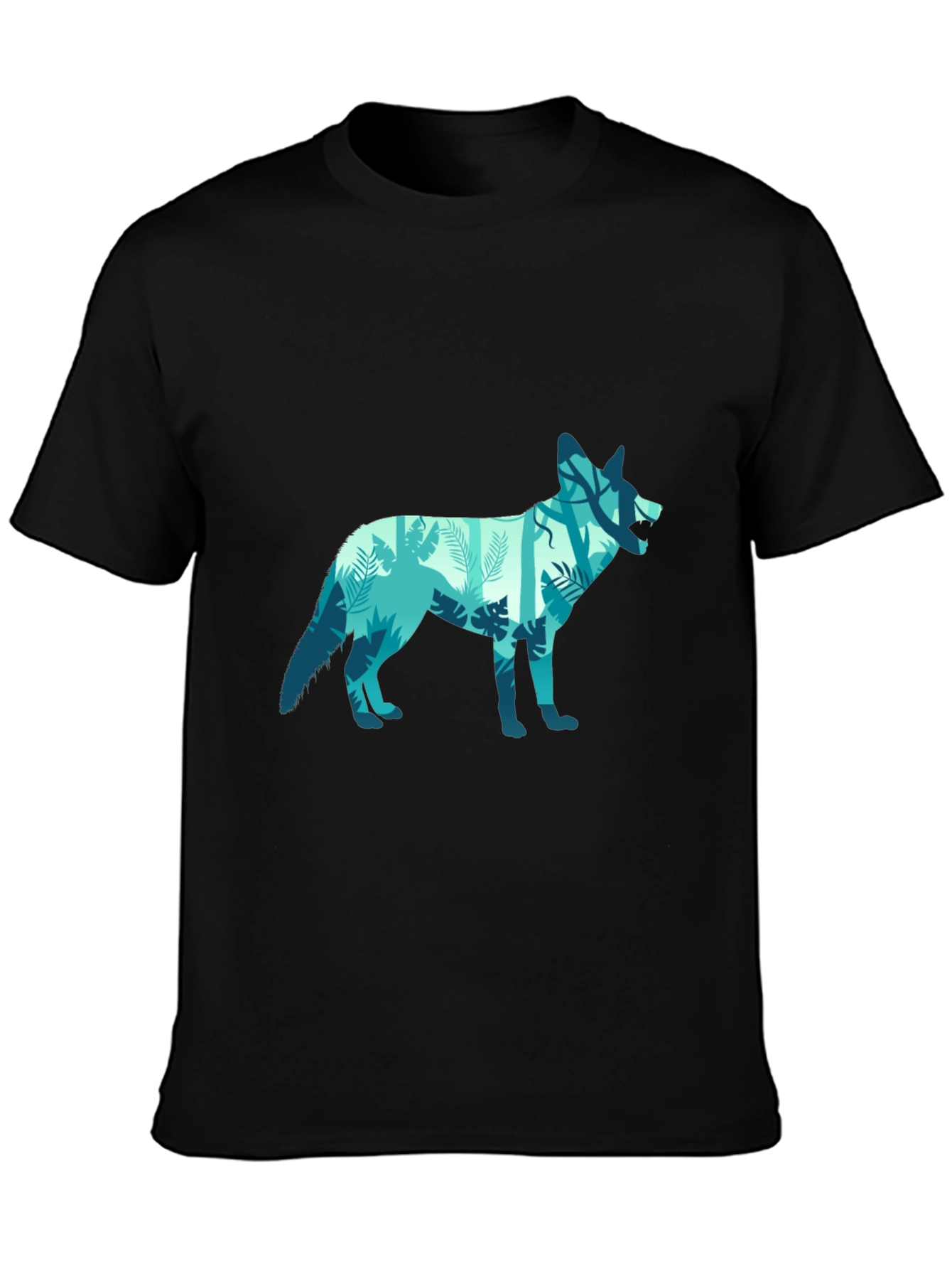 Nature Wolf Graphic T-Shirt - Black Cotton Tee