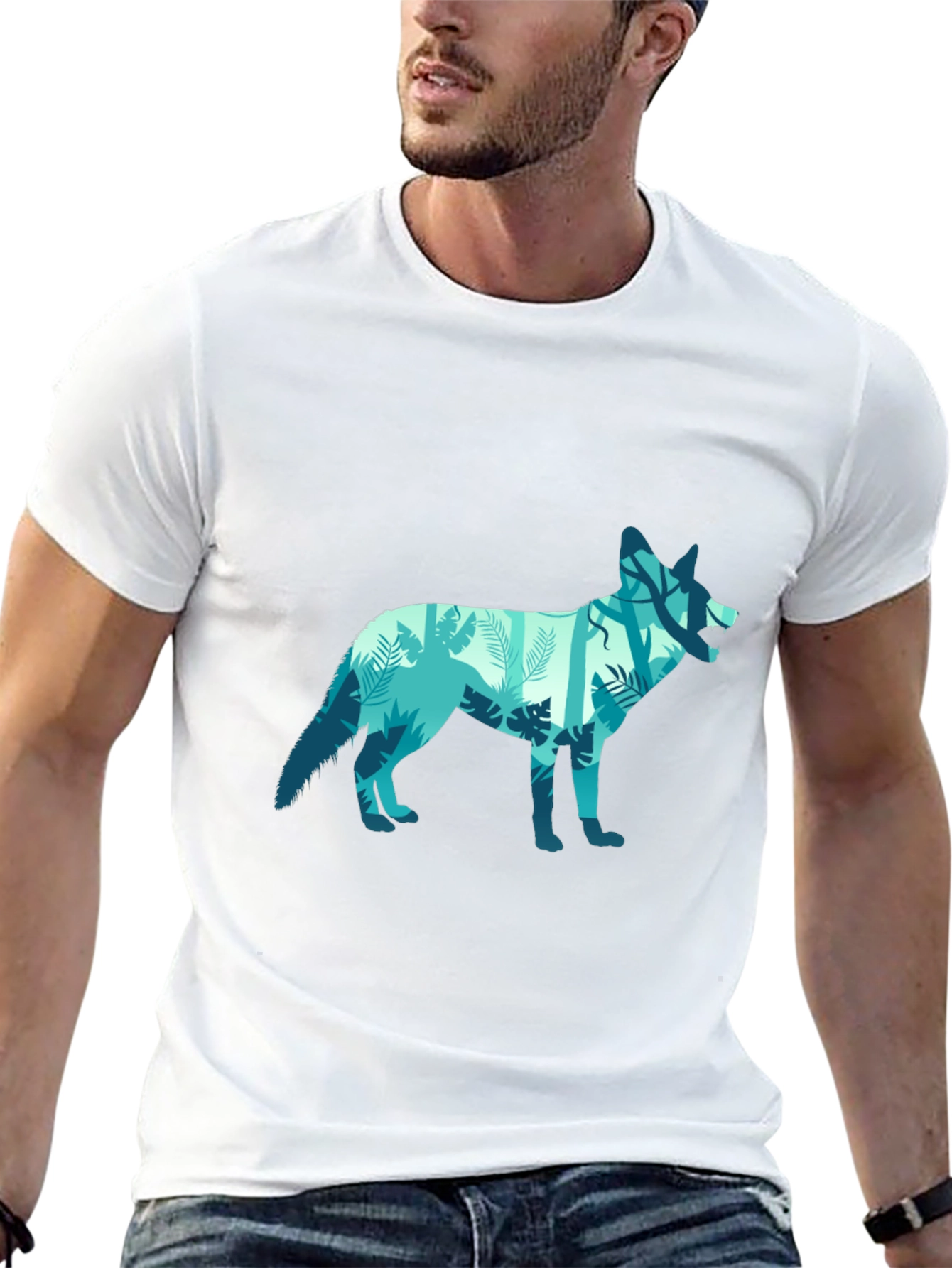 Nature Wolf Graphic T-Shirt - Black Cotton Tee
