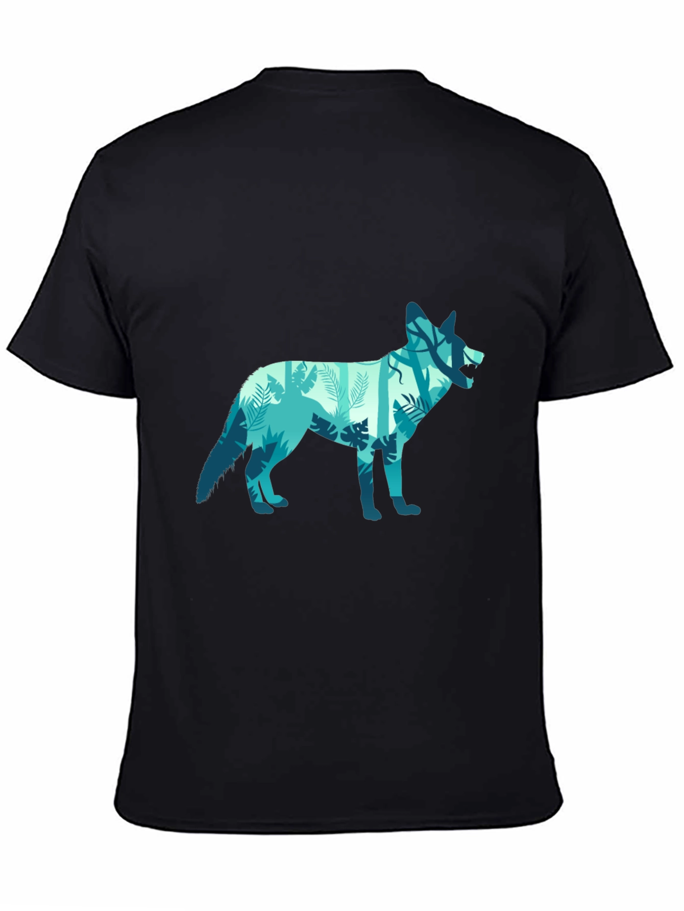Nature Wolf Graphic T-Shirt - Black Cotton Tee