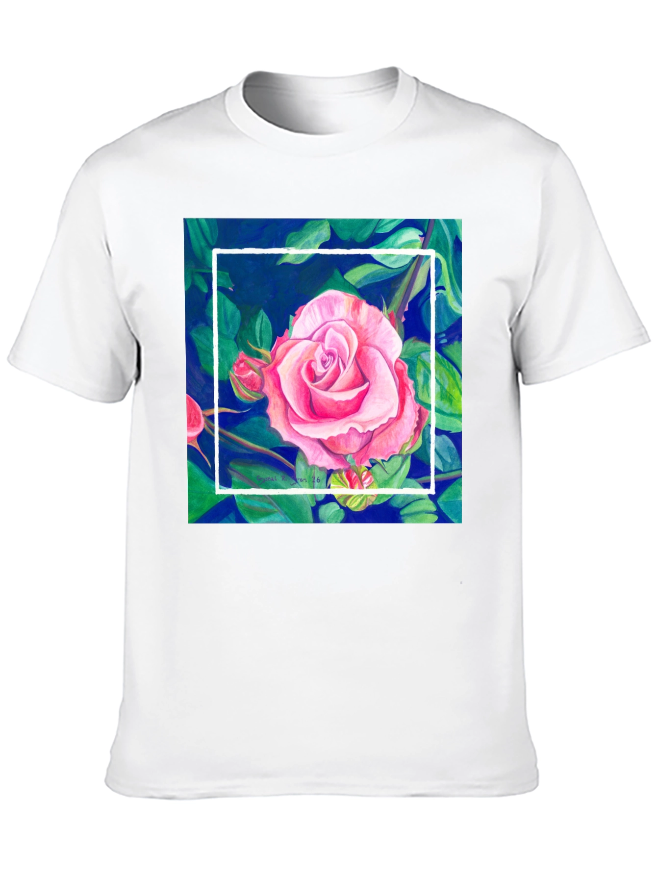 Floral Rose Graphic Tee - Mens Black T-Shirt
