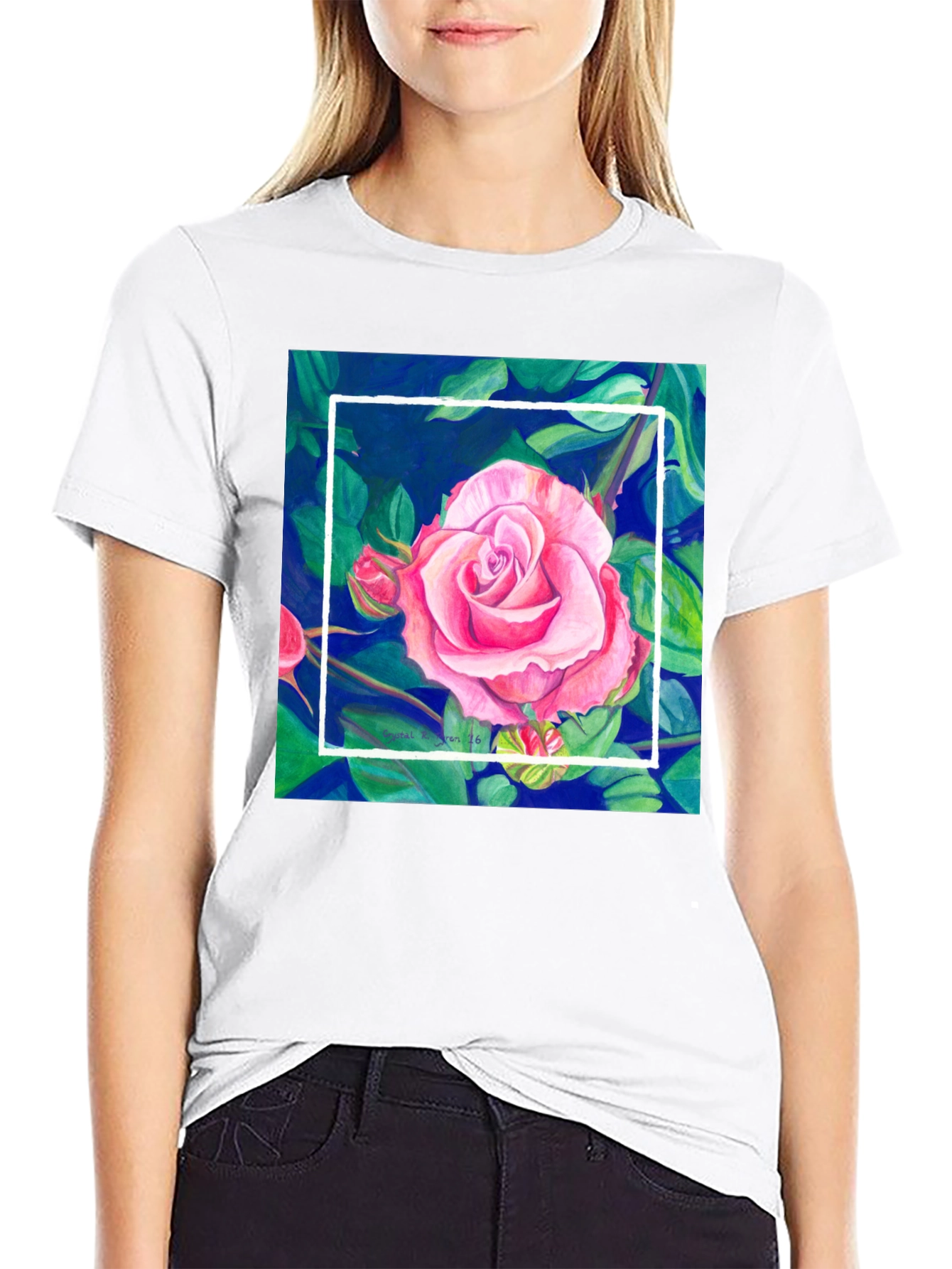 Floral Rose Graphic Tee - Mens Black T-Shirt