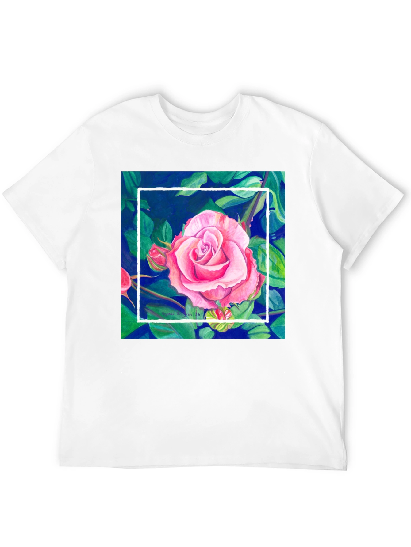Floral Rose Graphic Tee - Mens Black T-Shirt