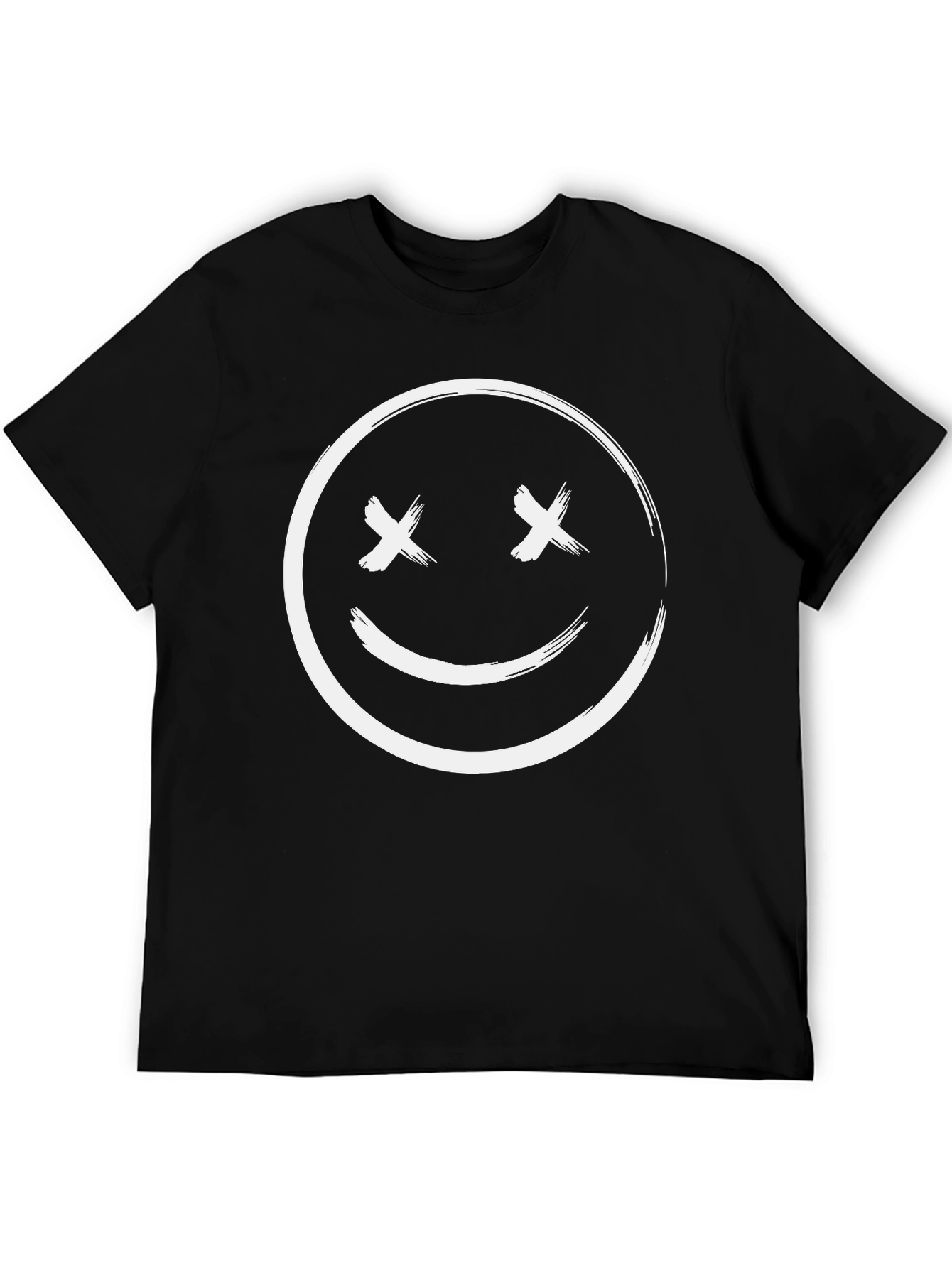 Black T-Shirt with Smiley Face Graphic