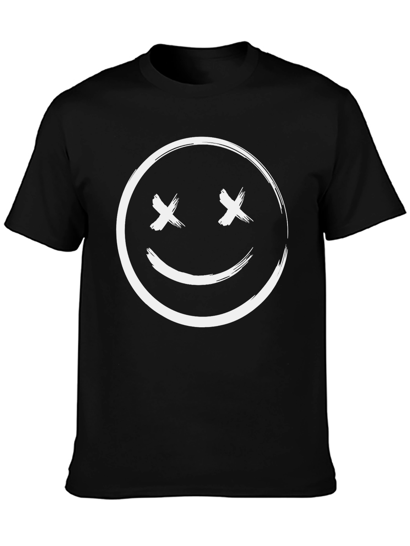 Black T-Shirt with Smiley Face Graphic