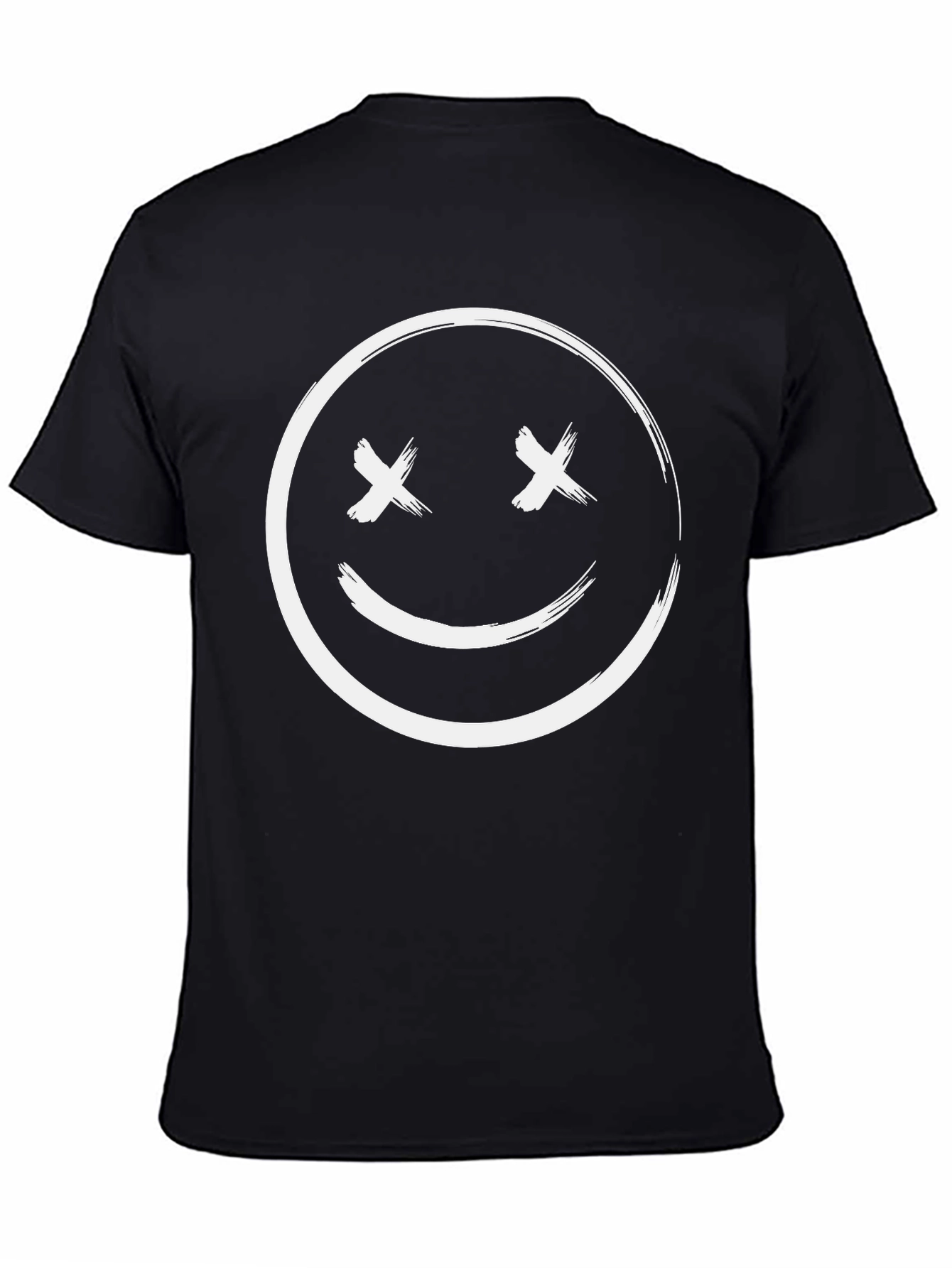 Black T-Shirt with Smiley Face Graphic