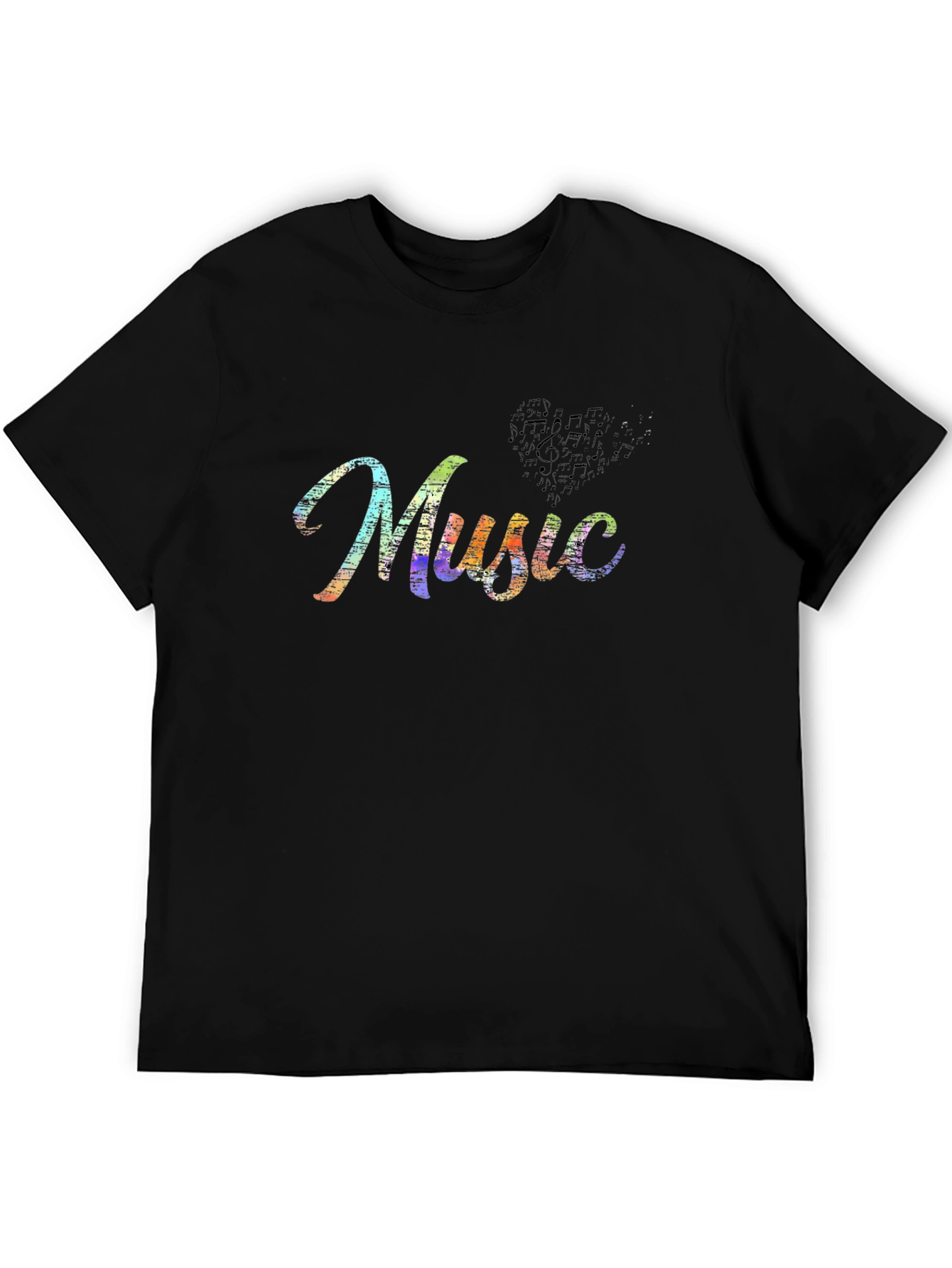 Music Notes Black T-Shirt