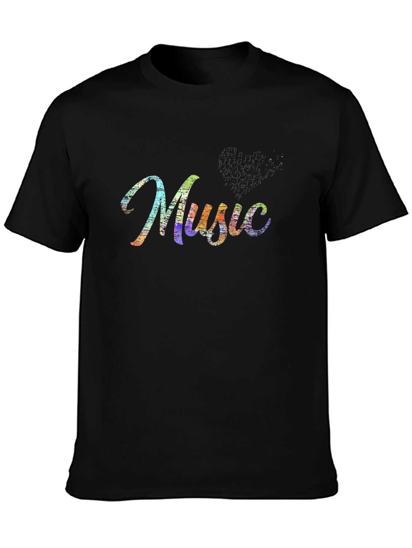 Music Notes Black T-Shirt