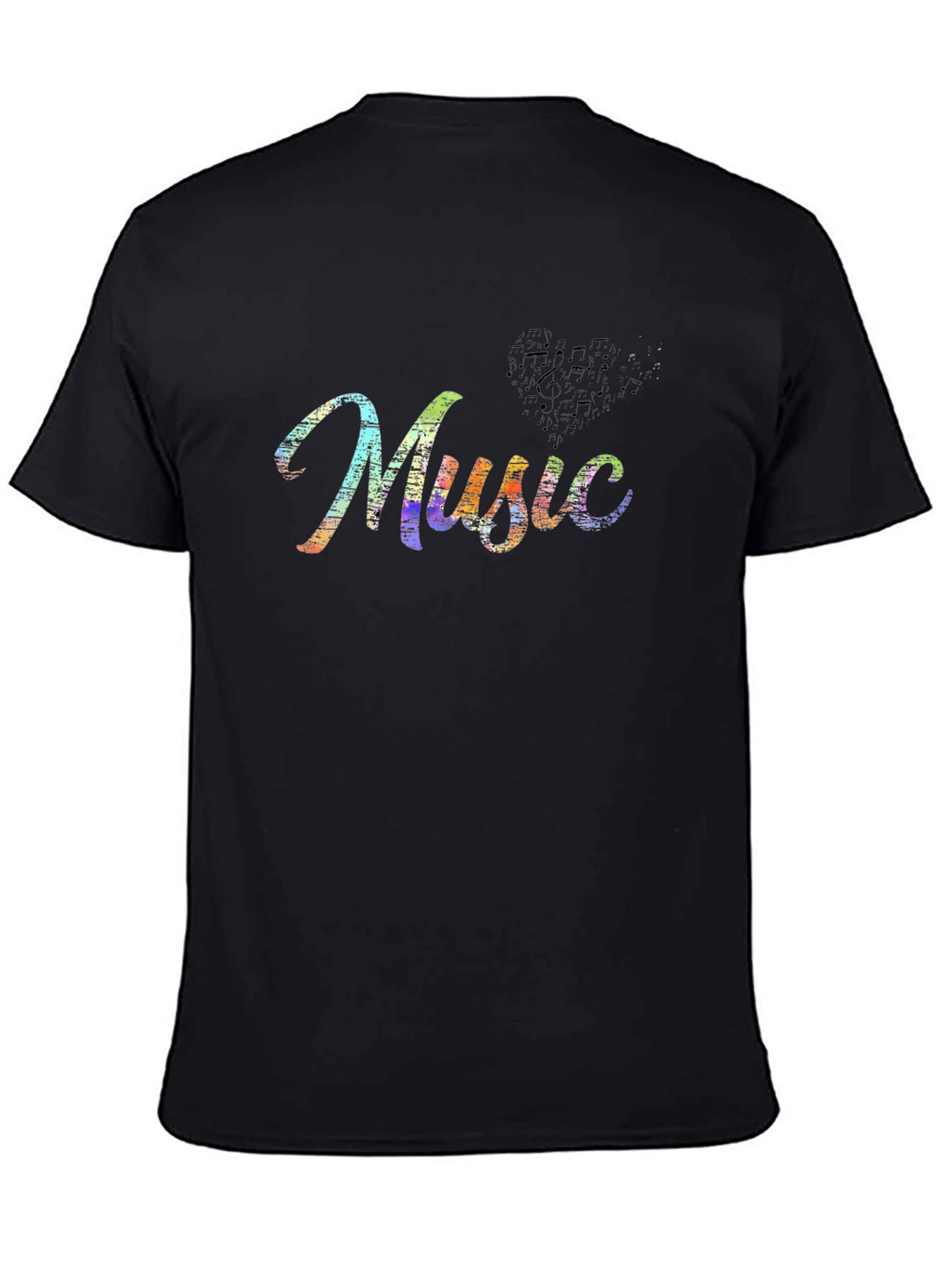 Music Notes Black T-Shirt