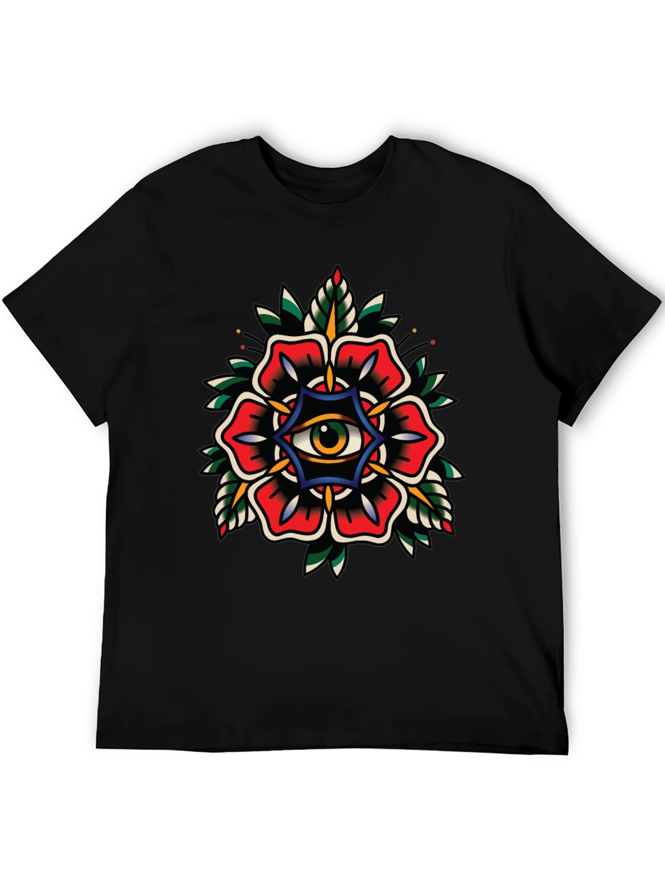 Eye Flower Graphic Tee - Classic Tattoo Style